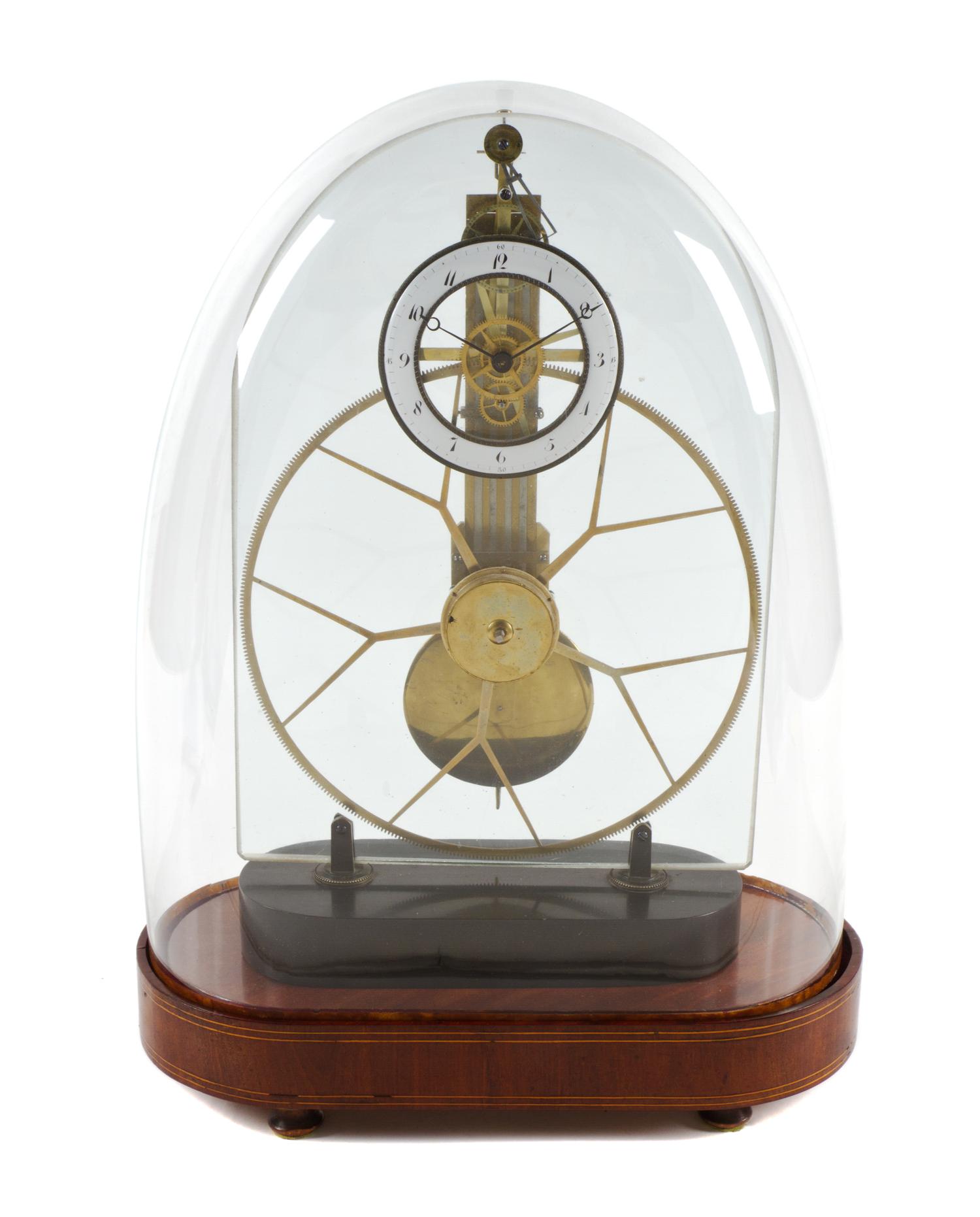 A French Great Wheel Skeleton Clock, Height 22 inches.