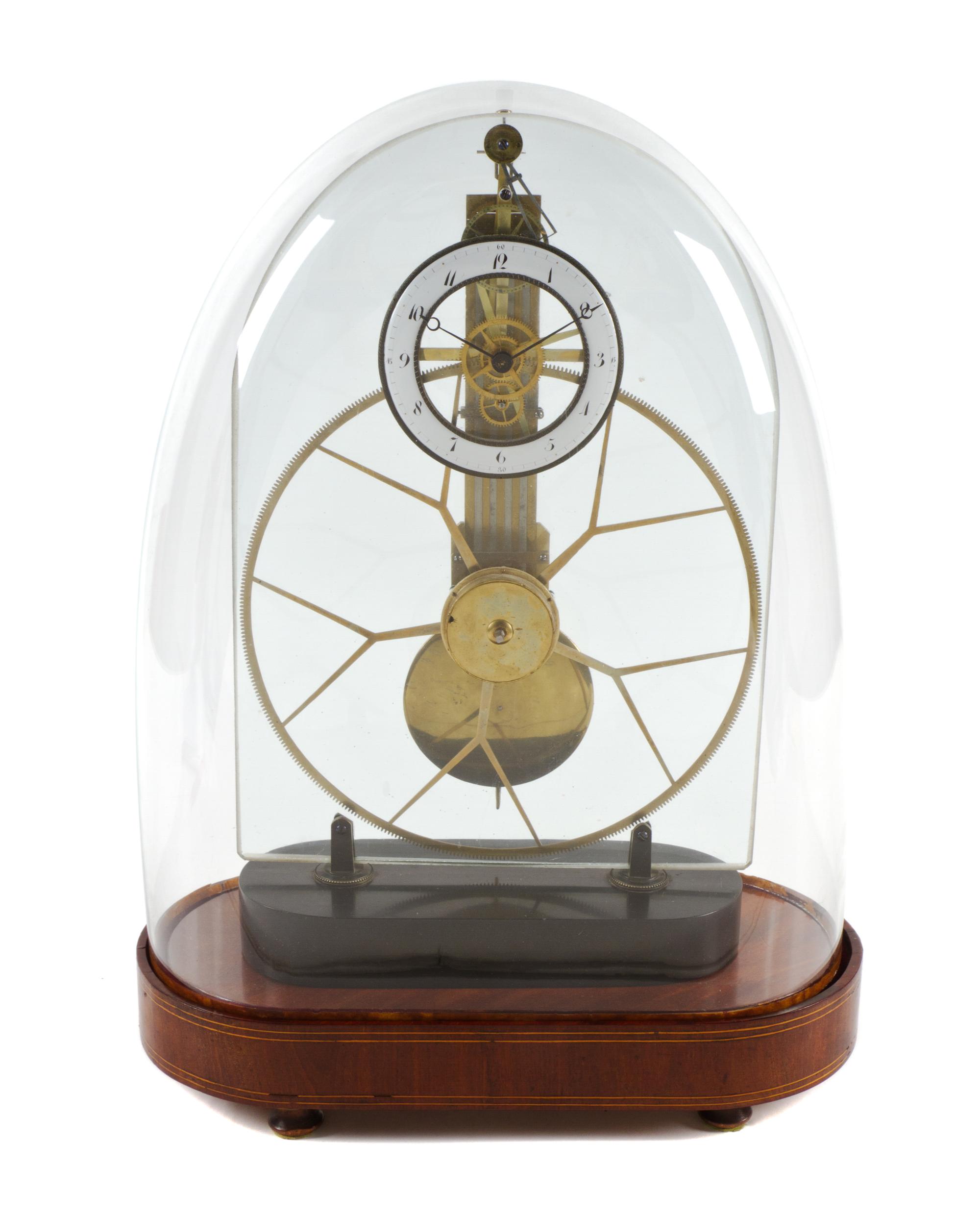 A French Great Wheel Skeleton Clock, Height 22 inches.