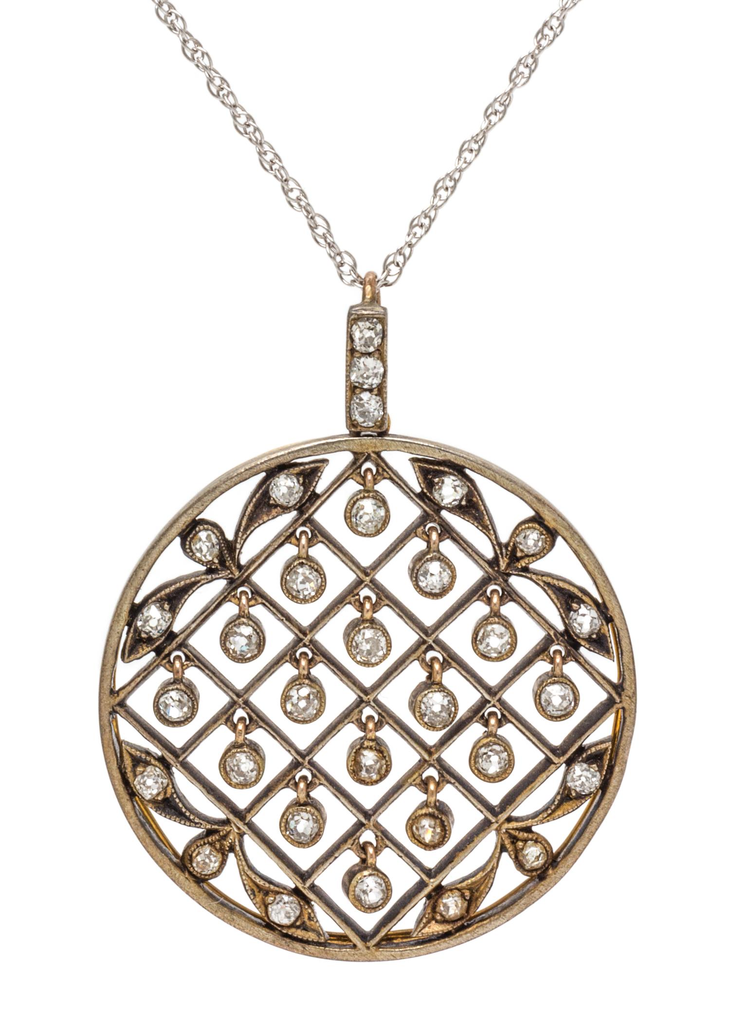 A Yellow Gold and Diamond Pendant, Circa 1890, 6.50 dwts.
