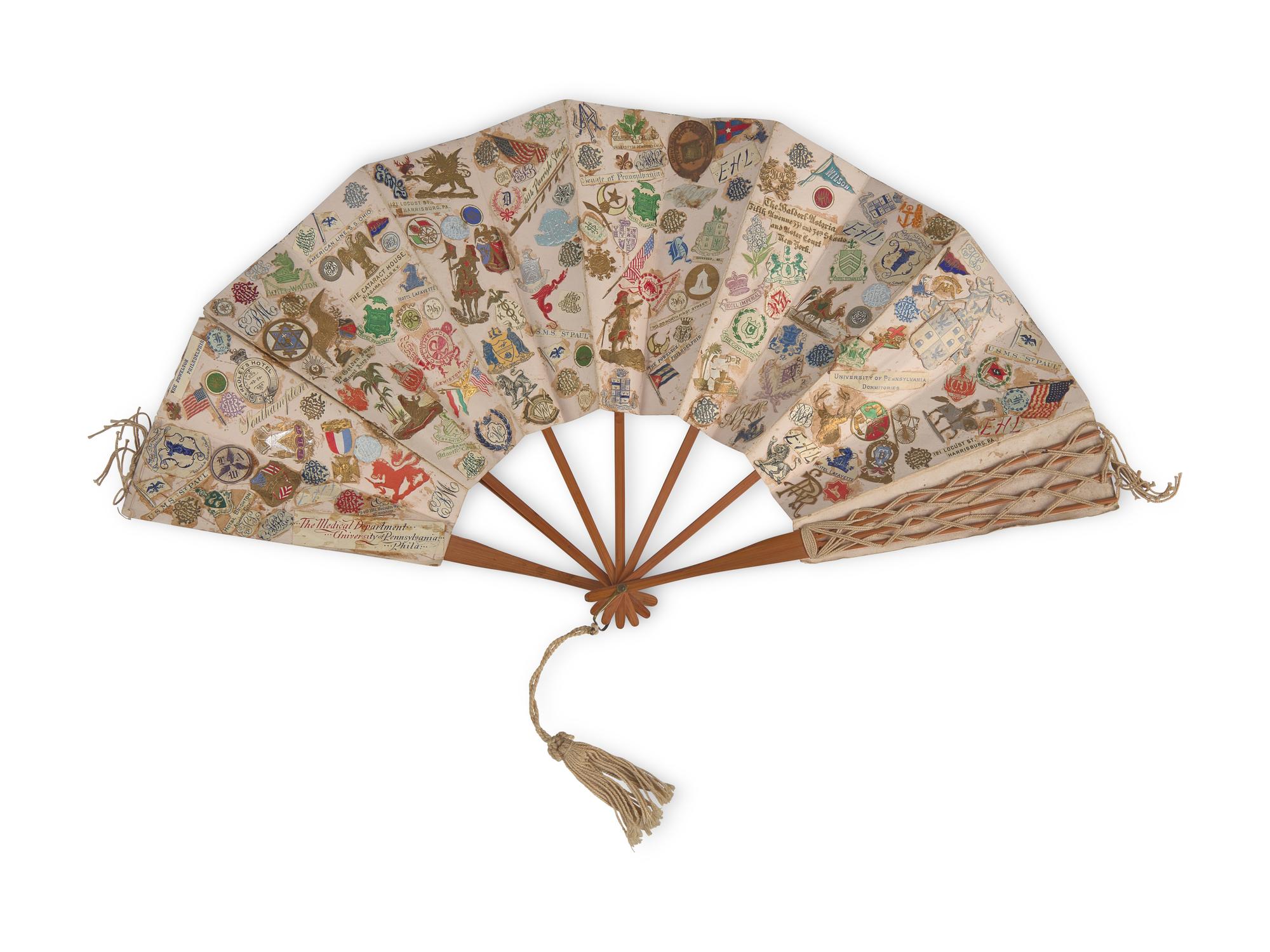 A Decoupaged Souvenir Fan of University of Pennsylvania and Philadelphia Interest, Circa 1910