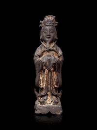 A Chinese Parcel Gilt Bronze Standing Official