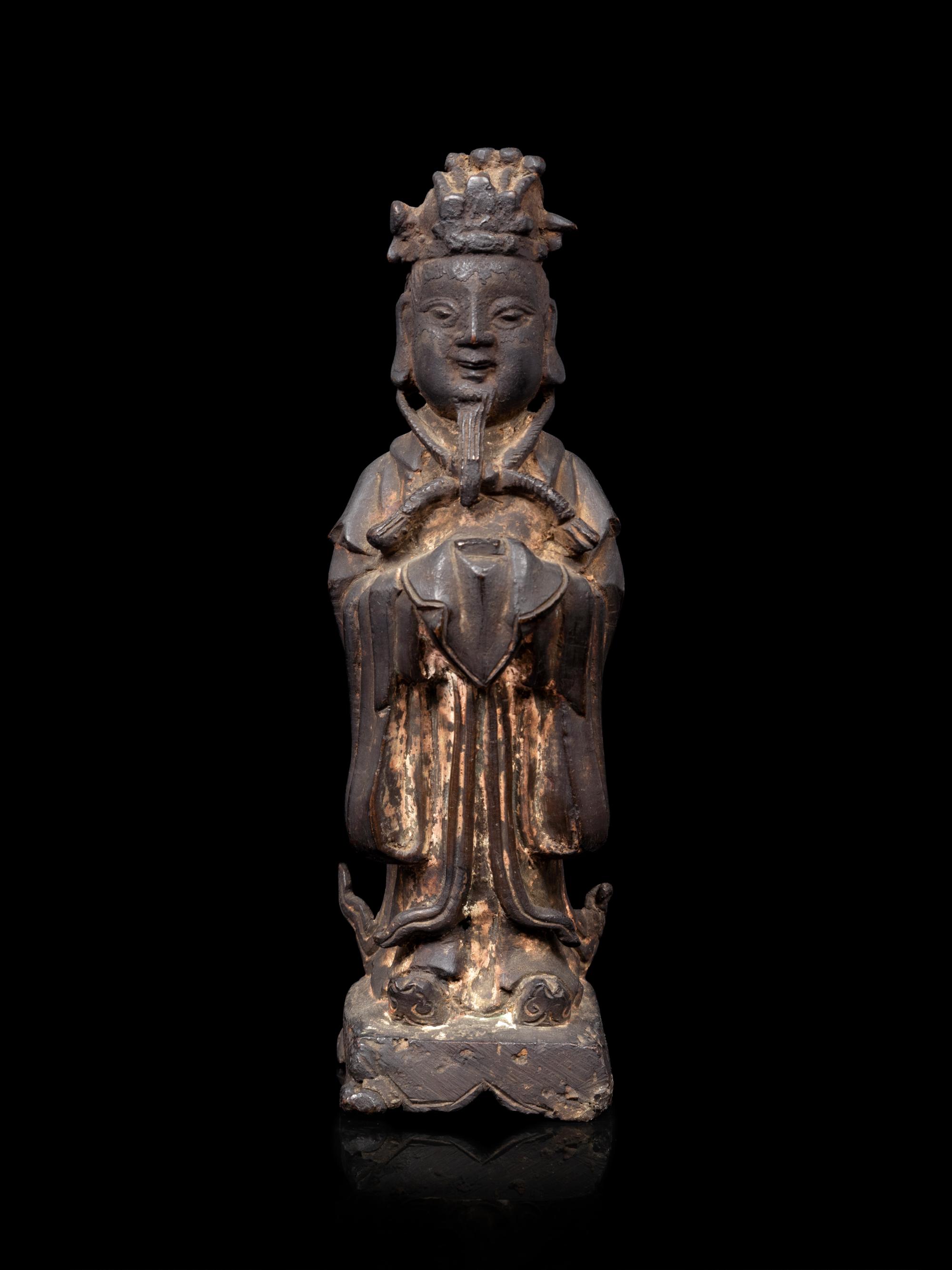 A Chinese Parcel Gilt Bronze Standing Official