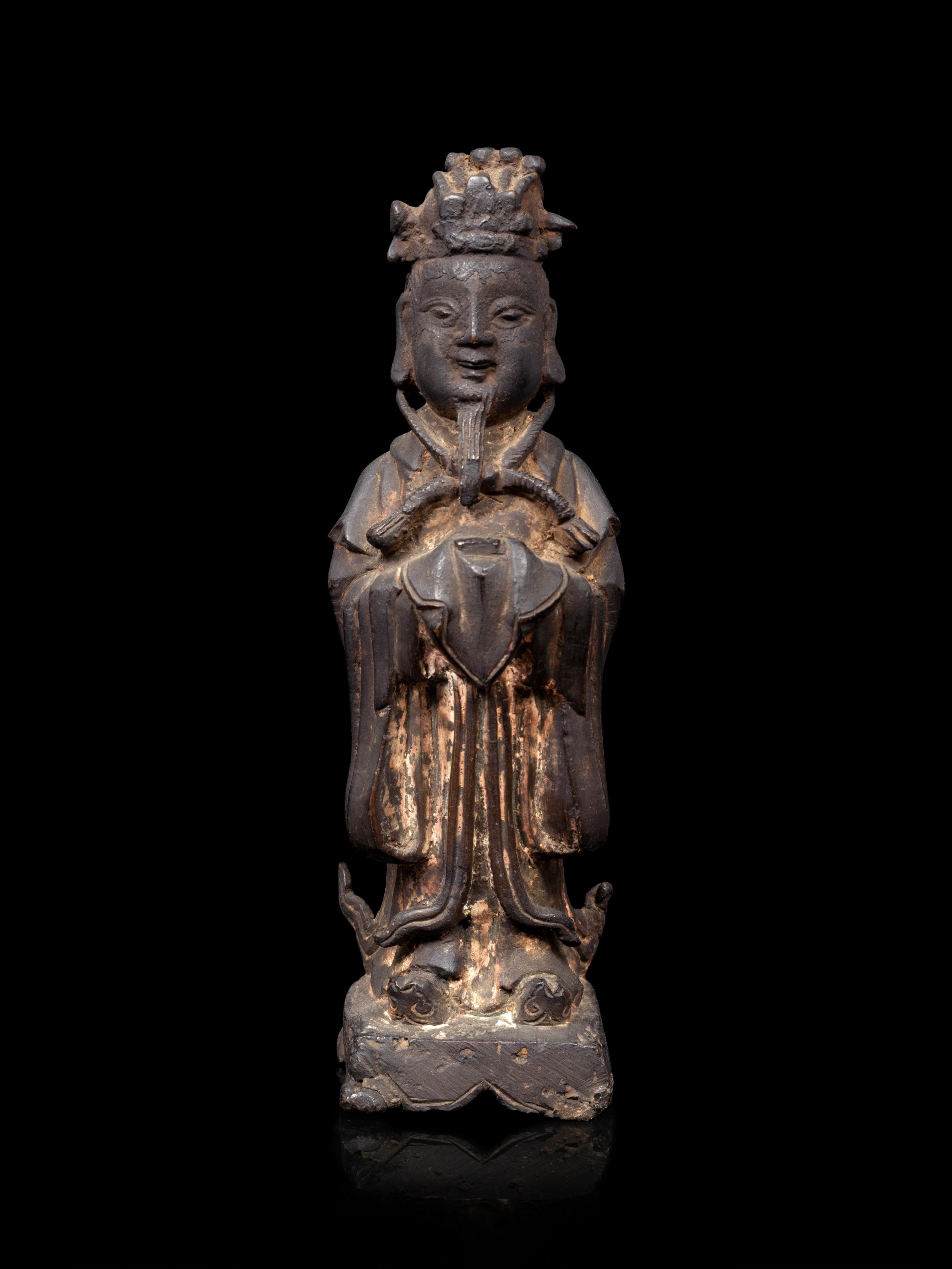 A Chinese Parcel Gilt Bronze Standing Official