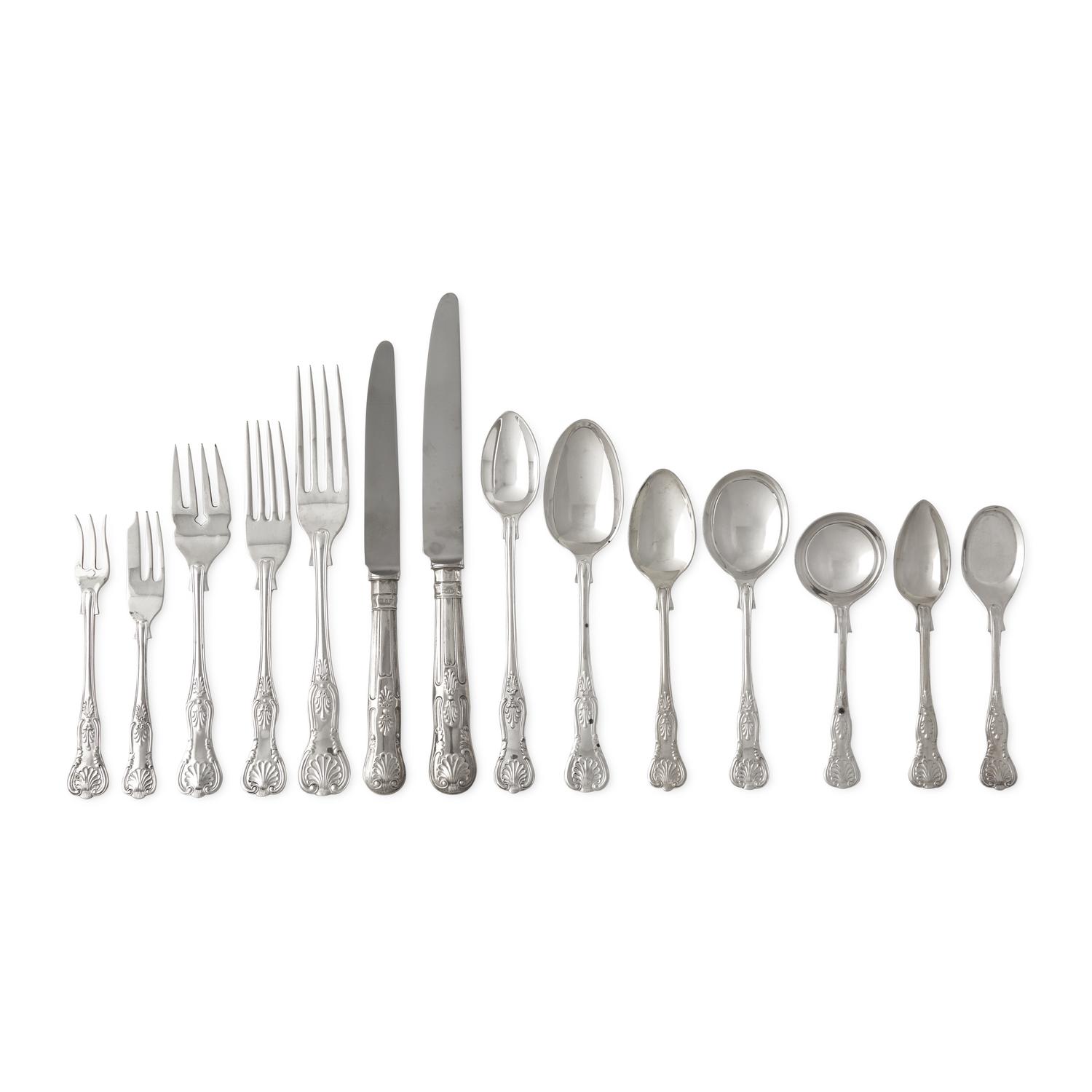 An Assembled English Silver Flatware Service