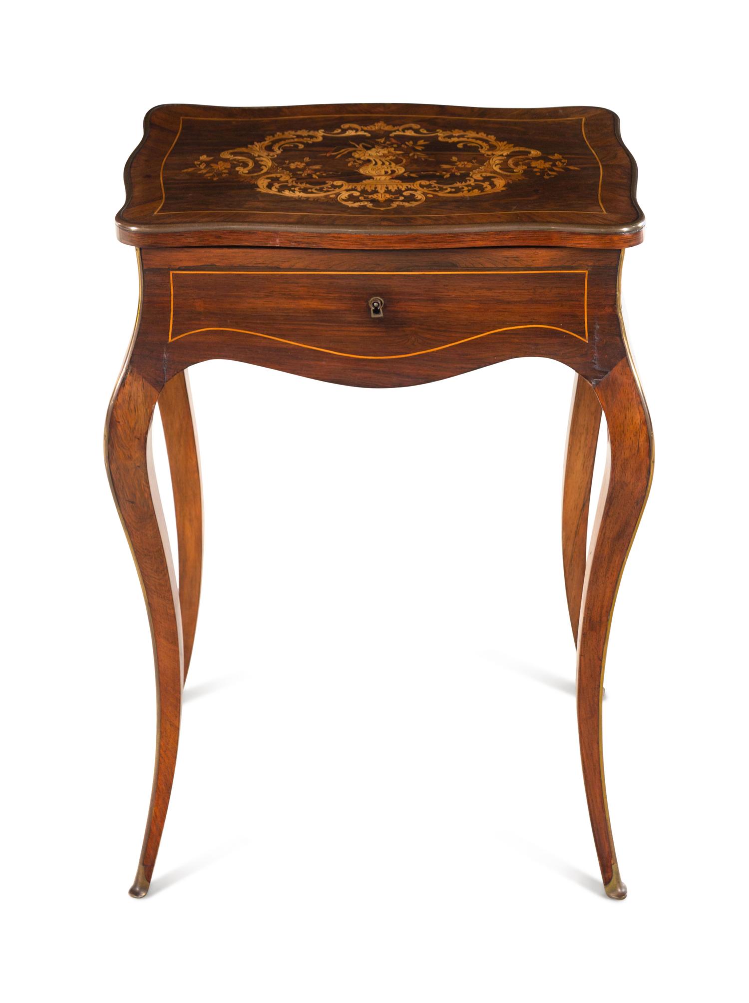 A Louis XV Style Rosewood and Marquetry Dressing Table