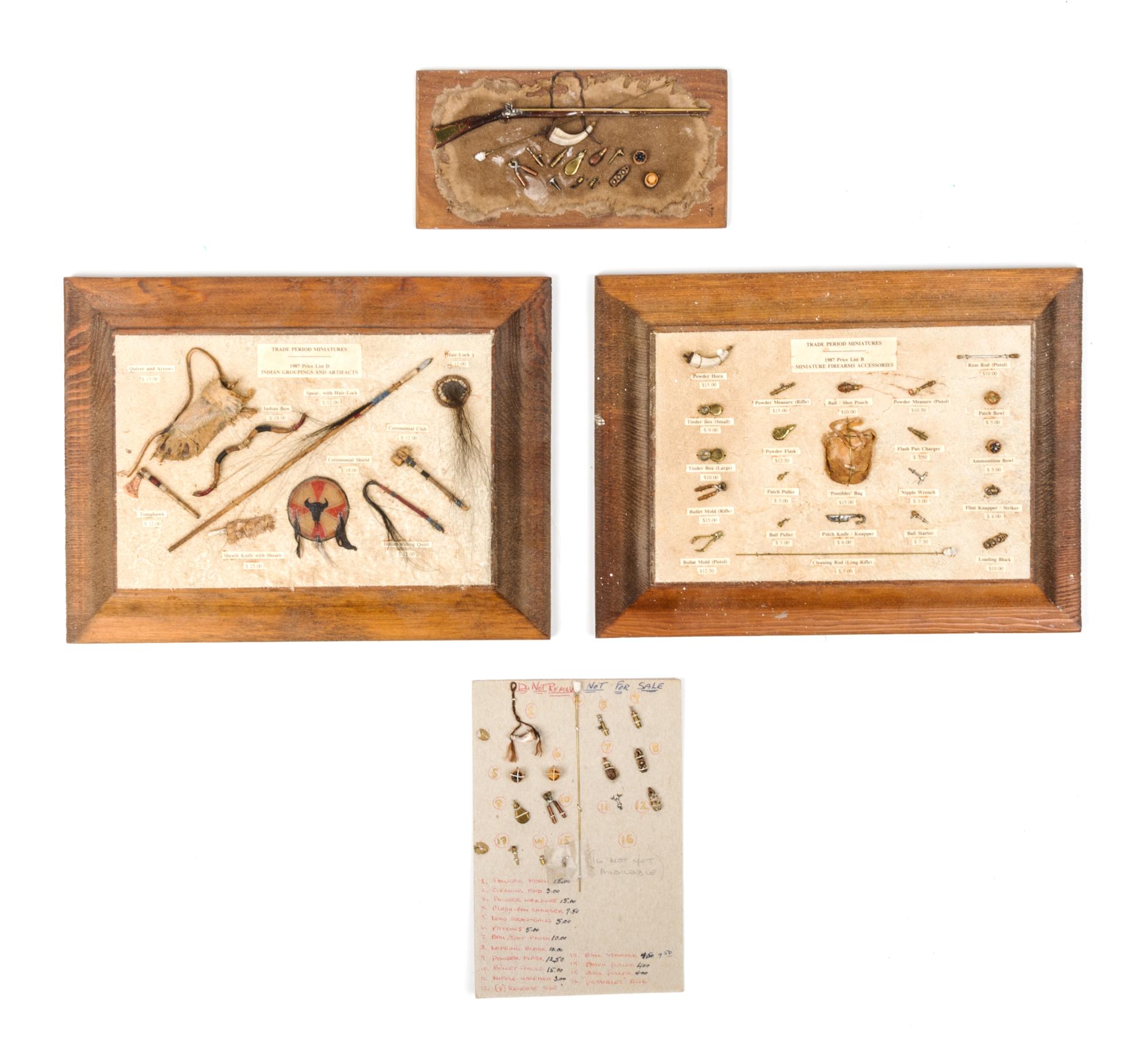 A Collection of Weaponry and Hunting Articles Largest board 6 7/8 x 9 1/8 inches. — George W. Jones