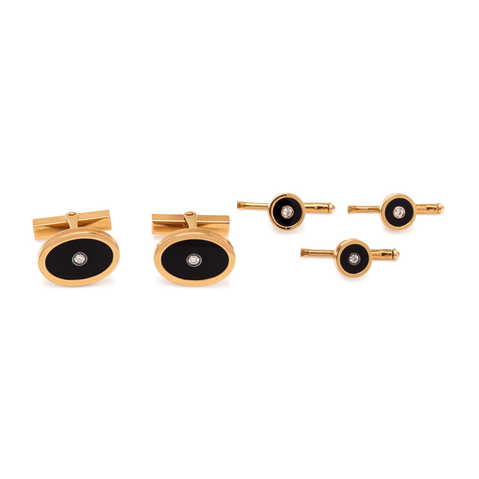 TIFFANY & CO., DIAMOND AND ONYX DRESS SET