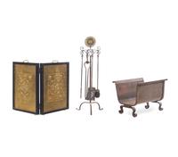 An Assembled Set of Arts & Crafts Fireplace Equipment