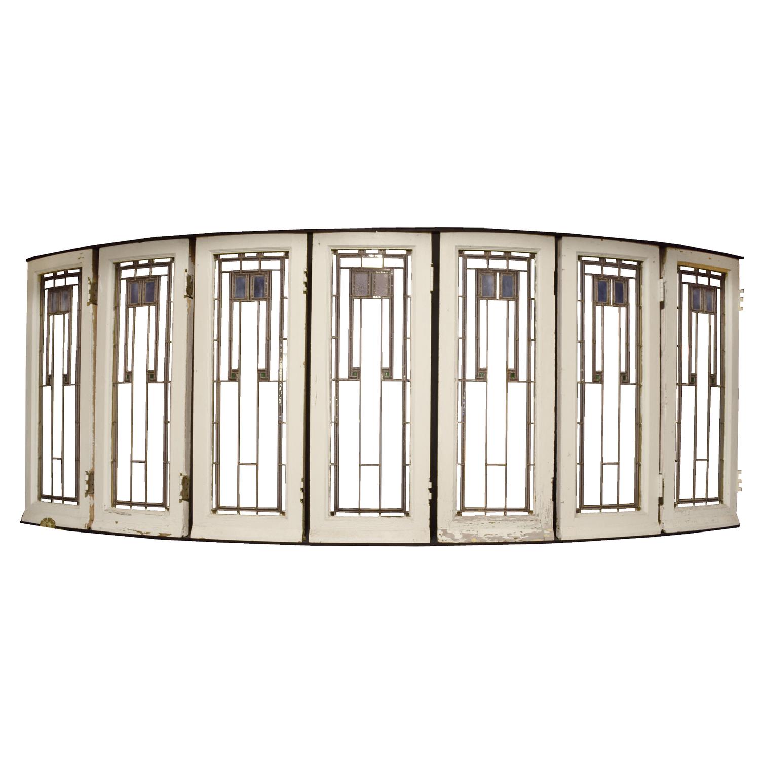 A Set of Bay Windows from the Babson House by Sullivan and Elmslie 136" W x 22" D x 50.5" H — United States, Circa 1904