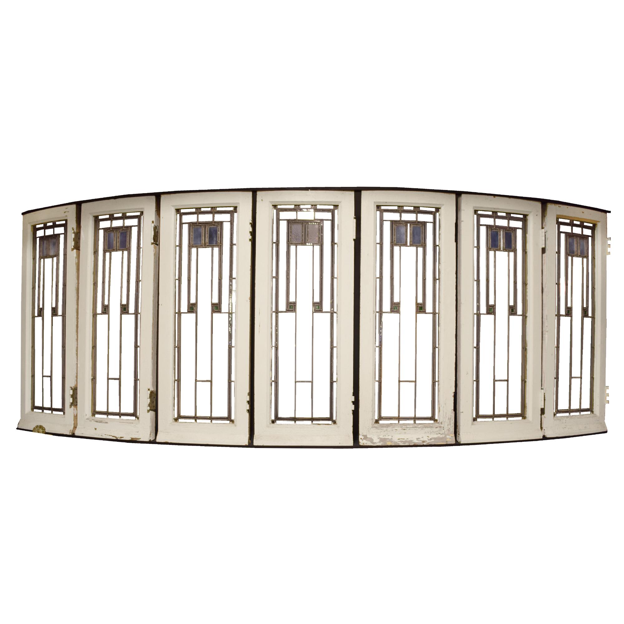 A Set of Bay Windows from the Babson House by Sullivan and Elmslie 136" W x 22" D x 50.5" H — United States, Circa 1904