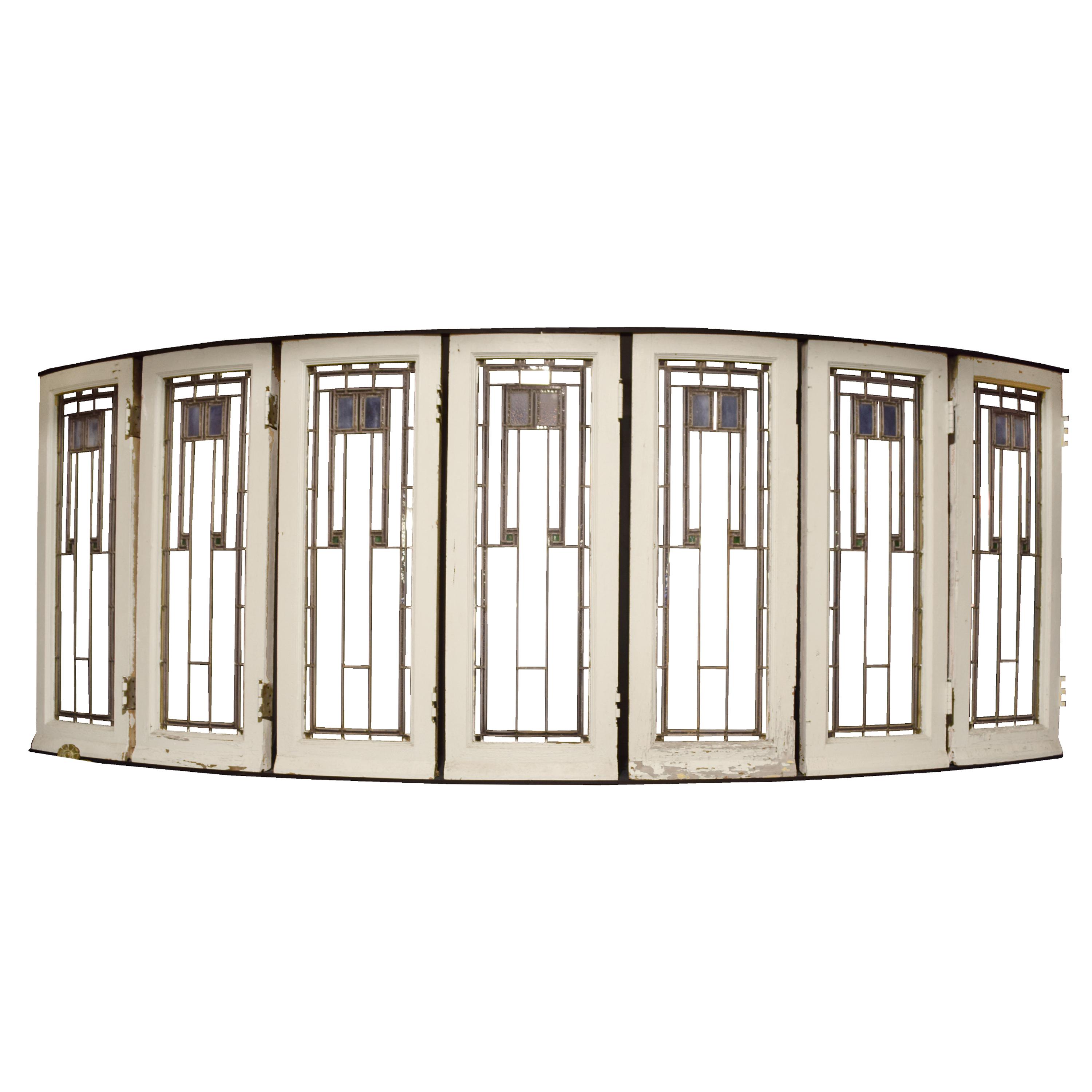 A Set of Bay Windows from the Babson House by Sullivan and Elmslie 136" W x 22" D x 50.5" H — United States, Circa 1904