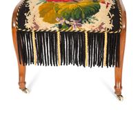 A Pair of Danish Walnut Slipper Chairs with Needlepoint Upholstery