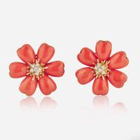 A Pair of 18K Yellow Gold, Coral, and Diamond Earrings