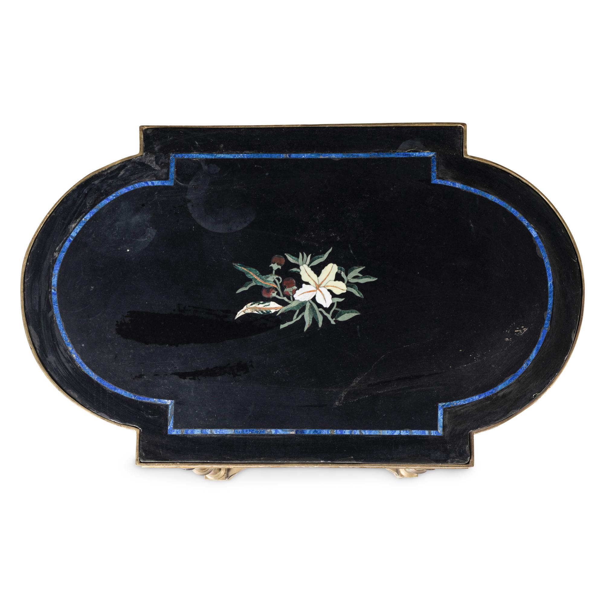 A Pair of Neoclassical Style Gilt Bronze and Pietra Dura Occasional Tables