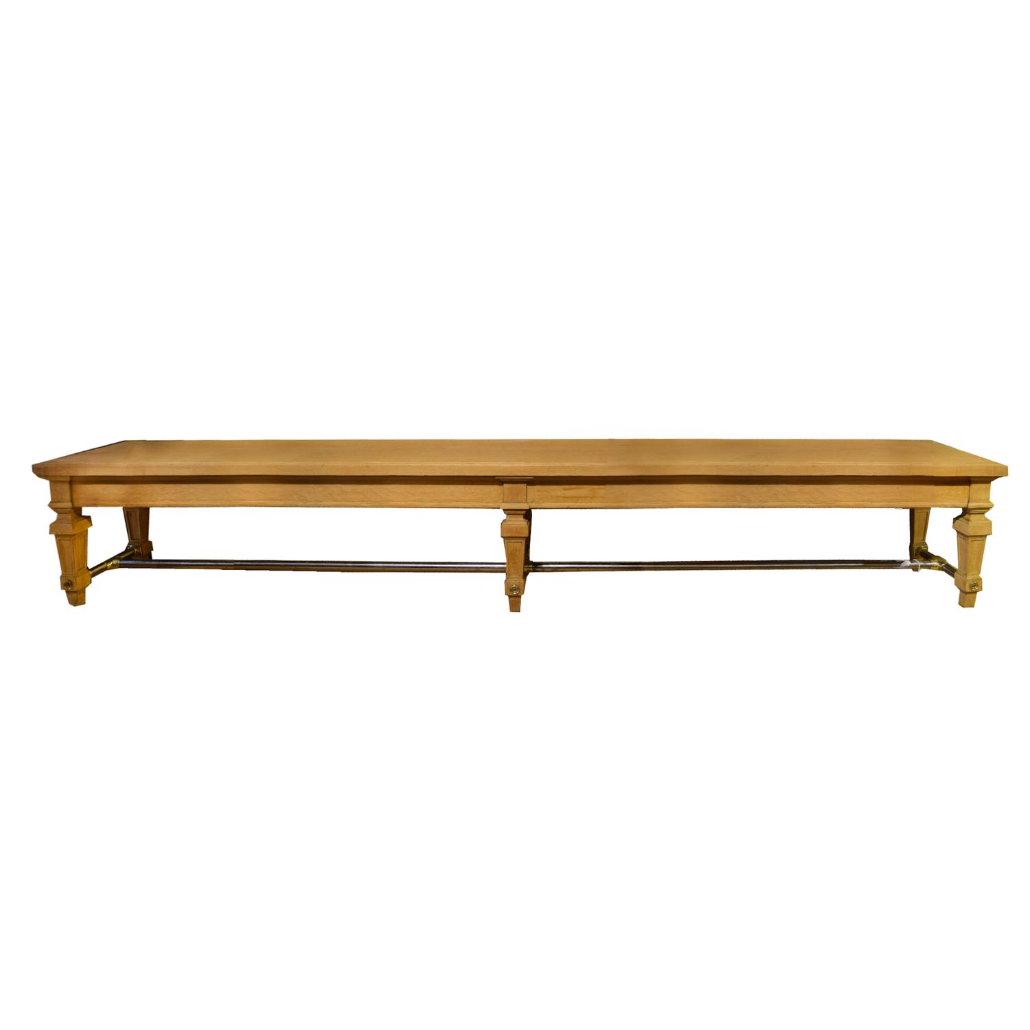 An Oak Bench from the Bank of France 117.5" W x 17.5" D x 17.5 "H — France, 20th Century