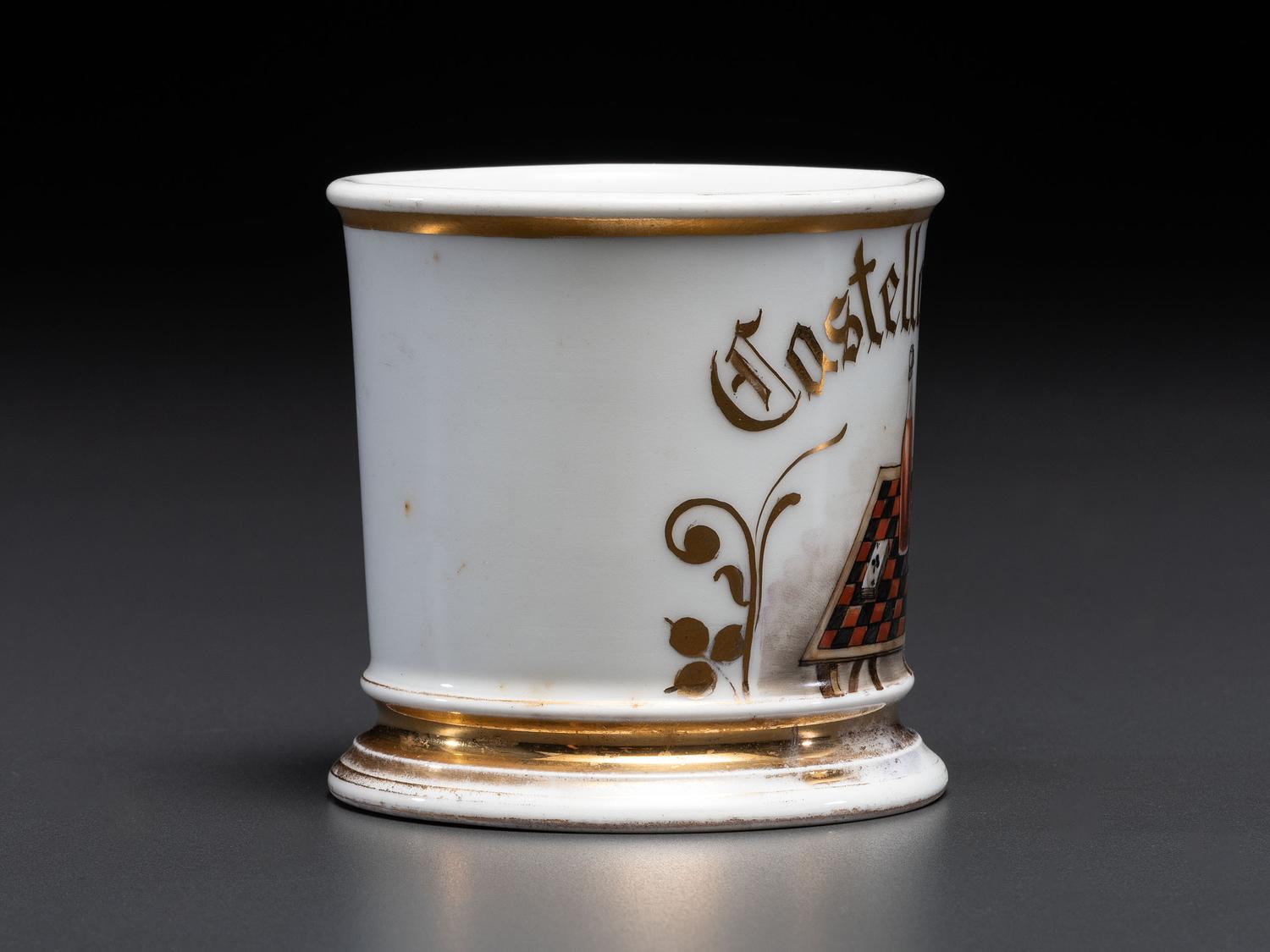 A Gambler's Porcelain Shaving Mug