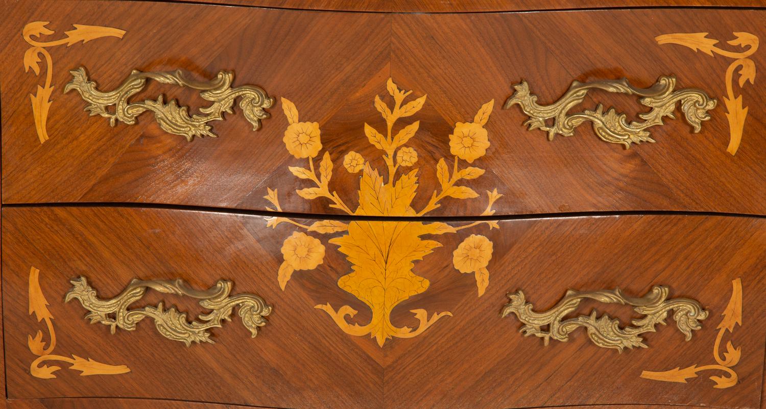 A Louis XV Style Gilt-Bronze Mounted Marquetry Commode
