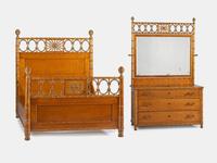 Faux-Bamboo Bedstead and Dresser