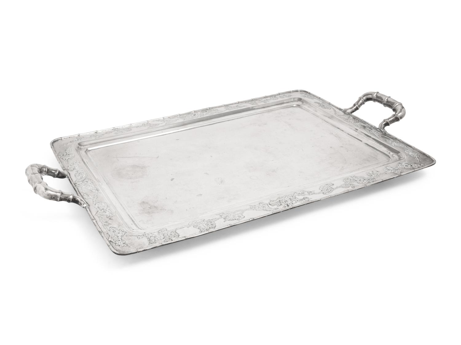 A Chinese Export Silver Serving Tray