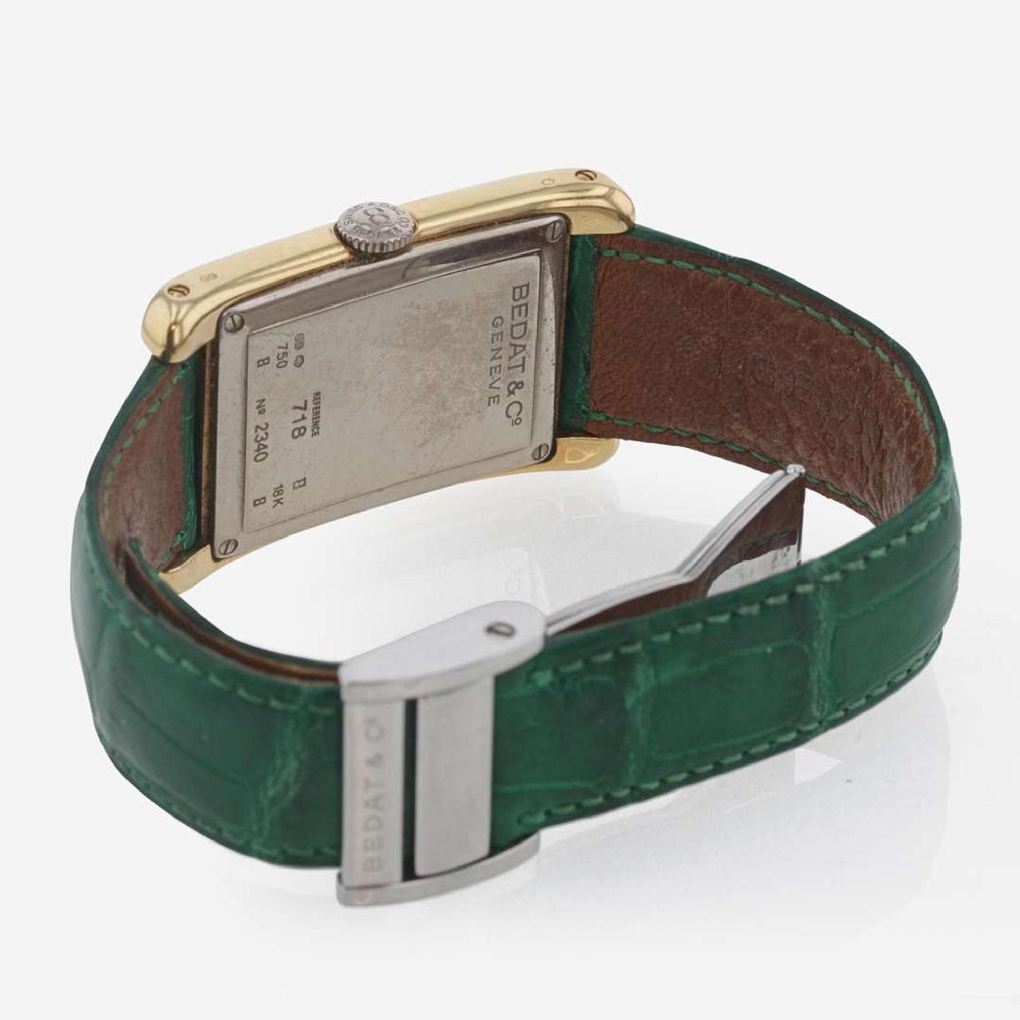 18K Yellow Gold Bedat & Co. No. 7 Watch with Green Leather Band Swiss