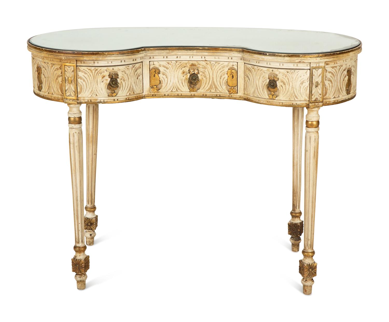 A Louis XVI Style Painted Reniform Dressing Table