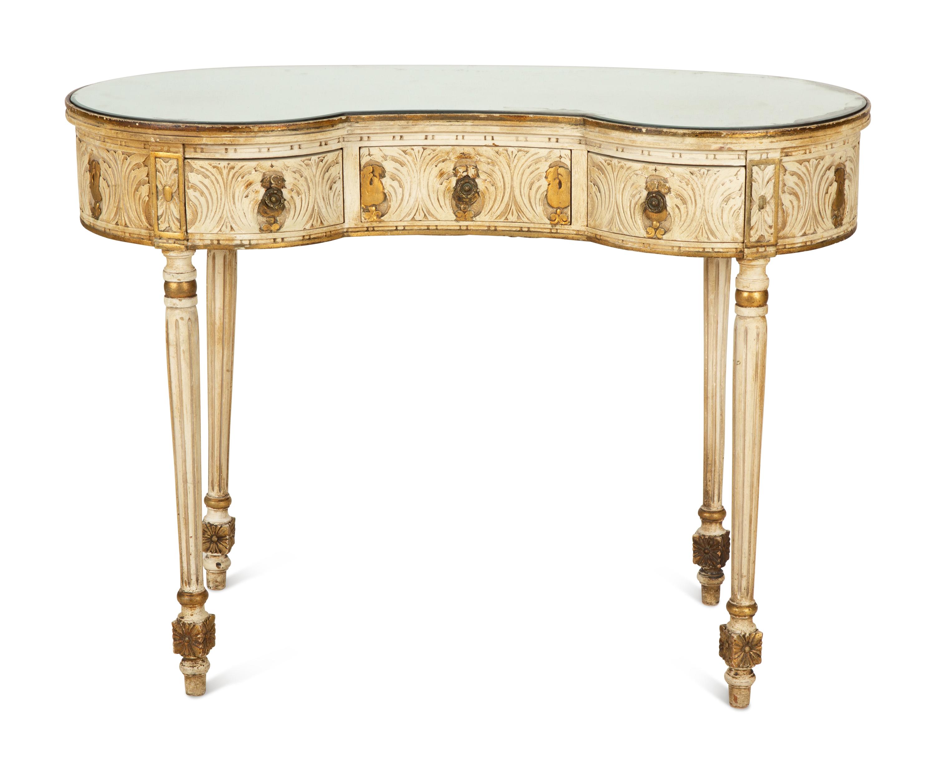 A Louis XVI Style Painted Reniform Dressing Table