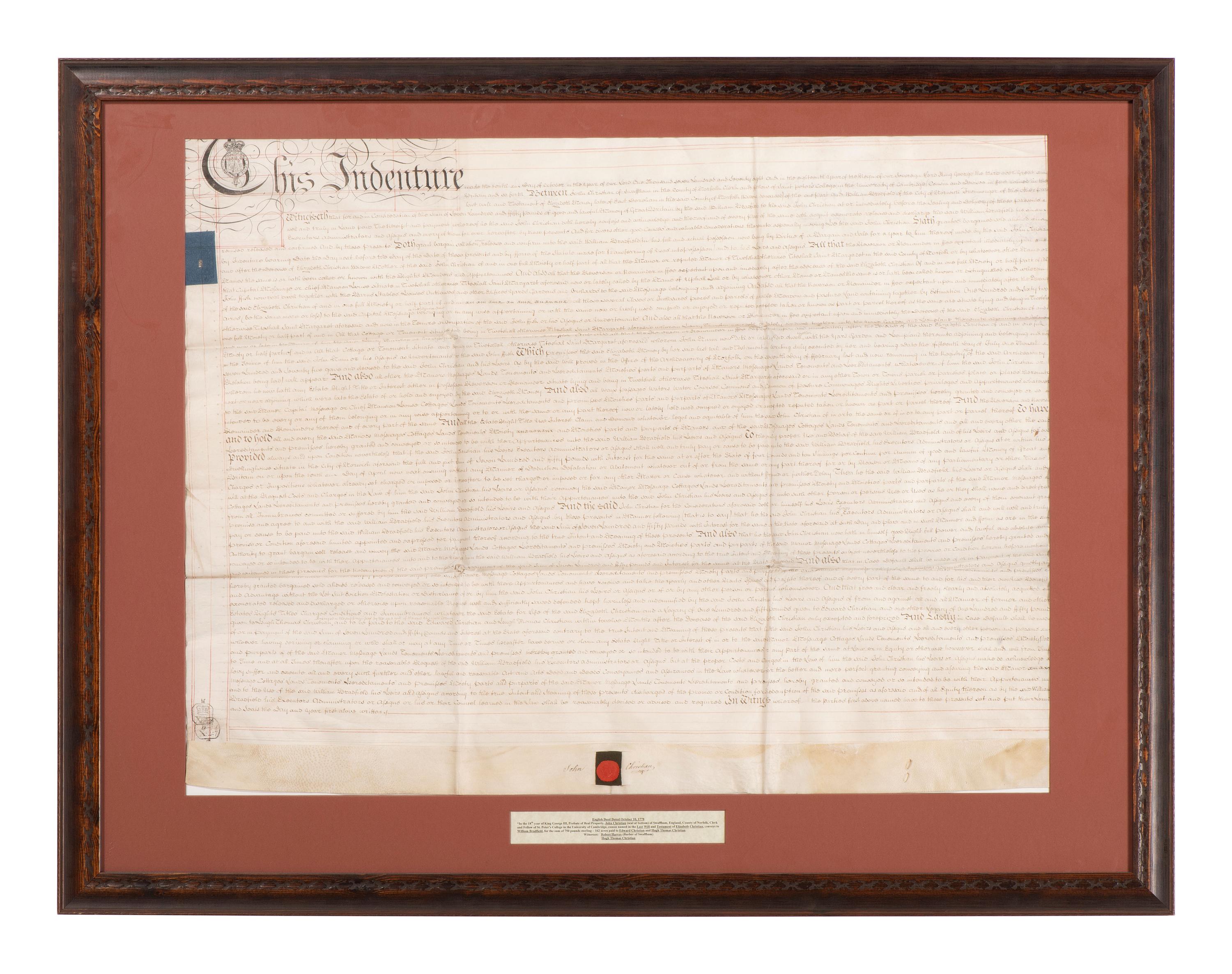 [ENGLAND]. A group of 2 English indentures, comprising: