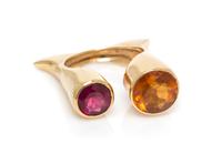 A Yellow Gold, Citrine and Pink Tourmaline Ring, 9.70 dwts.