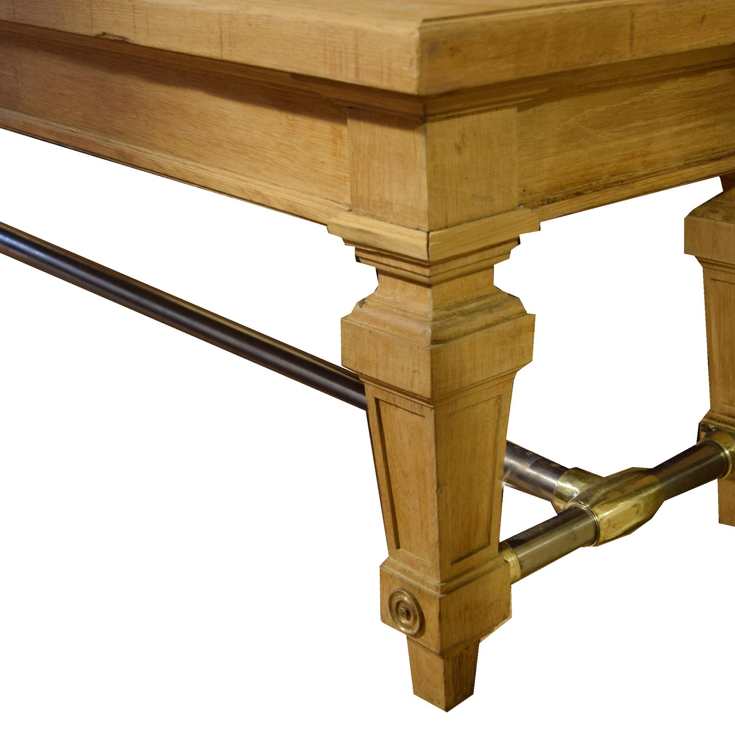 An Oak Bench from the Bank of France 117.5" W x 17.5" D x 17.5 "H — France, 20th Century