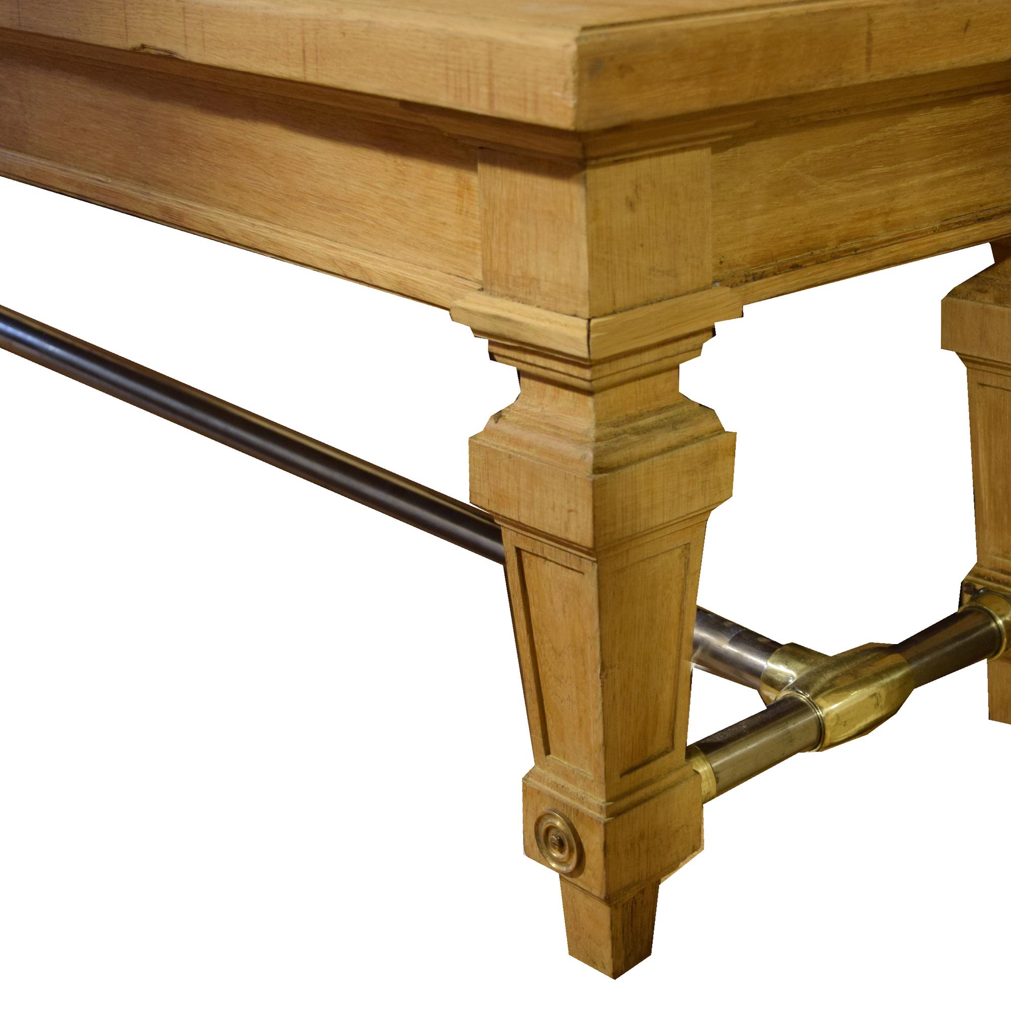 An Oak Bench from the Bank of France 117.5" W x 17.5" D x 17.5 "H — France, 20th Century