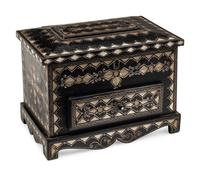 An Italian Mother-of-Pearl and Silver Inlaid Ebonized Casket