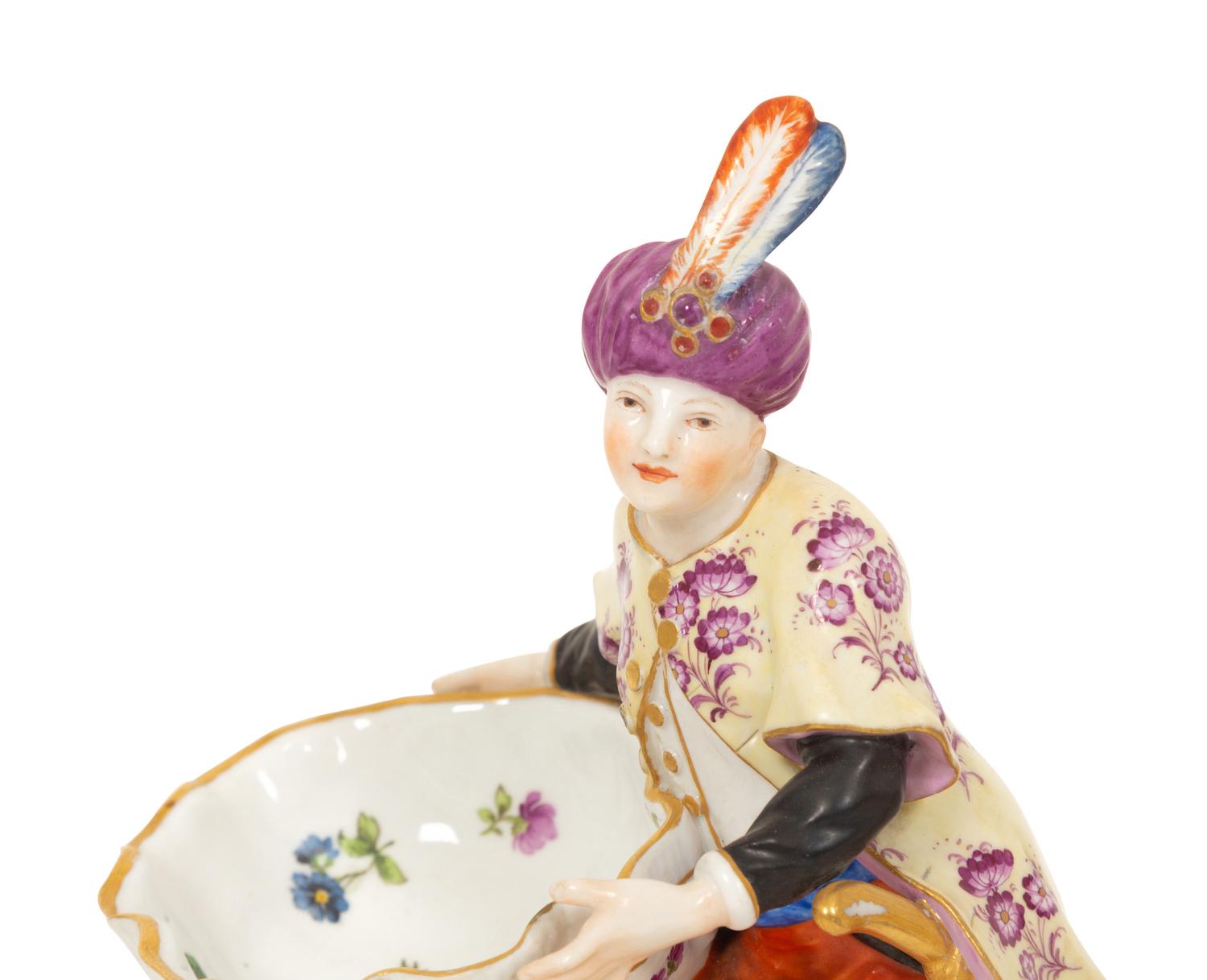A Pair of Meissen Porcelain Figural Salts