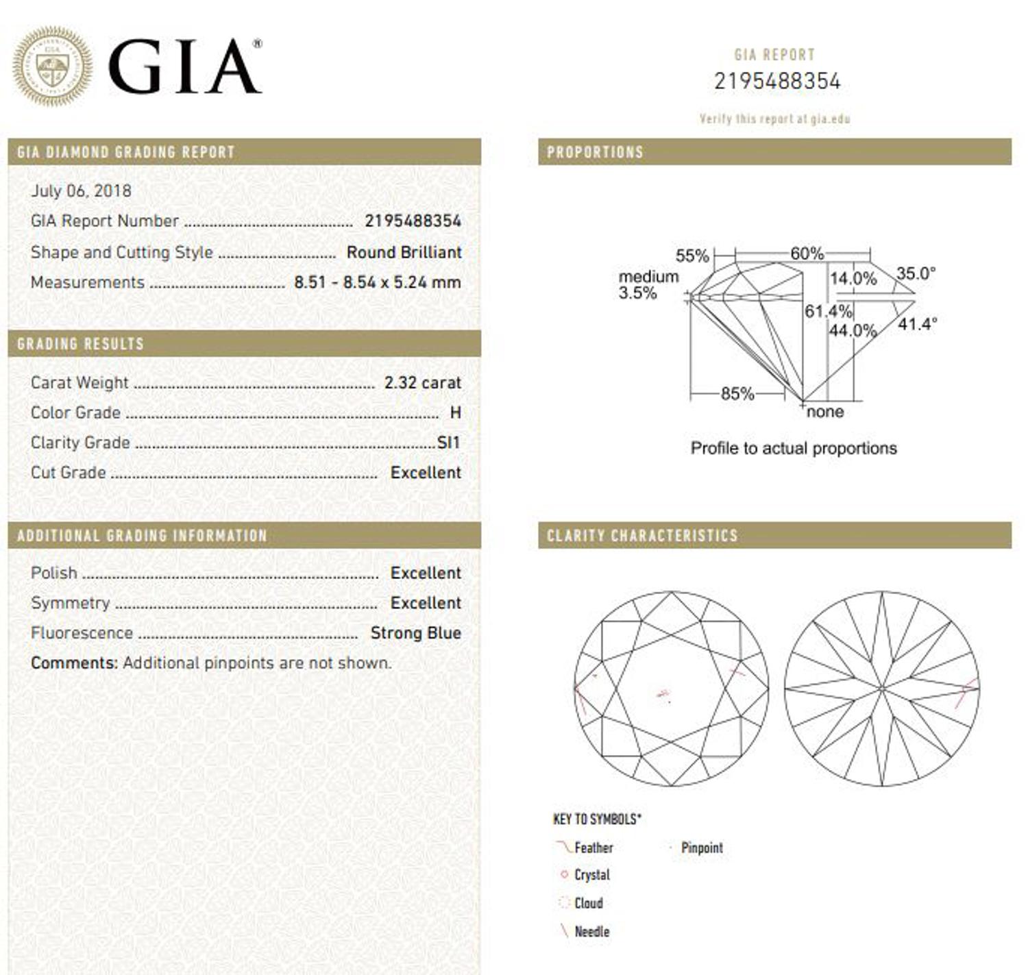 A 2.32 Carat Round Brilliant Cut Diamond,
