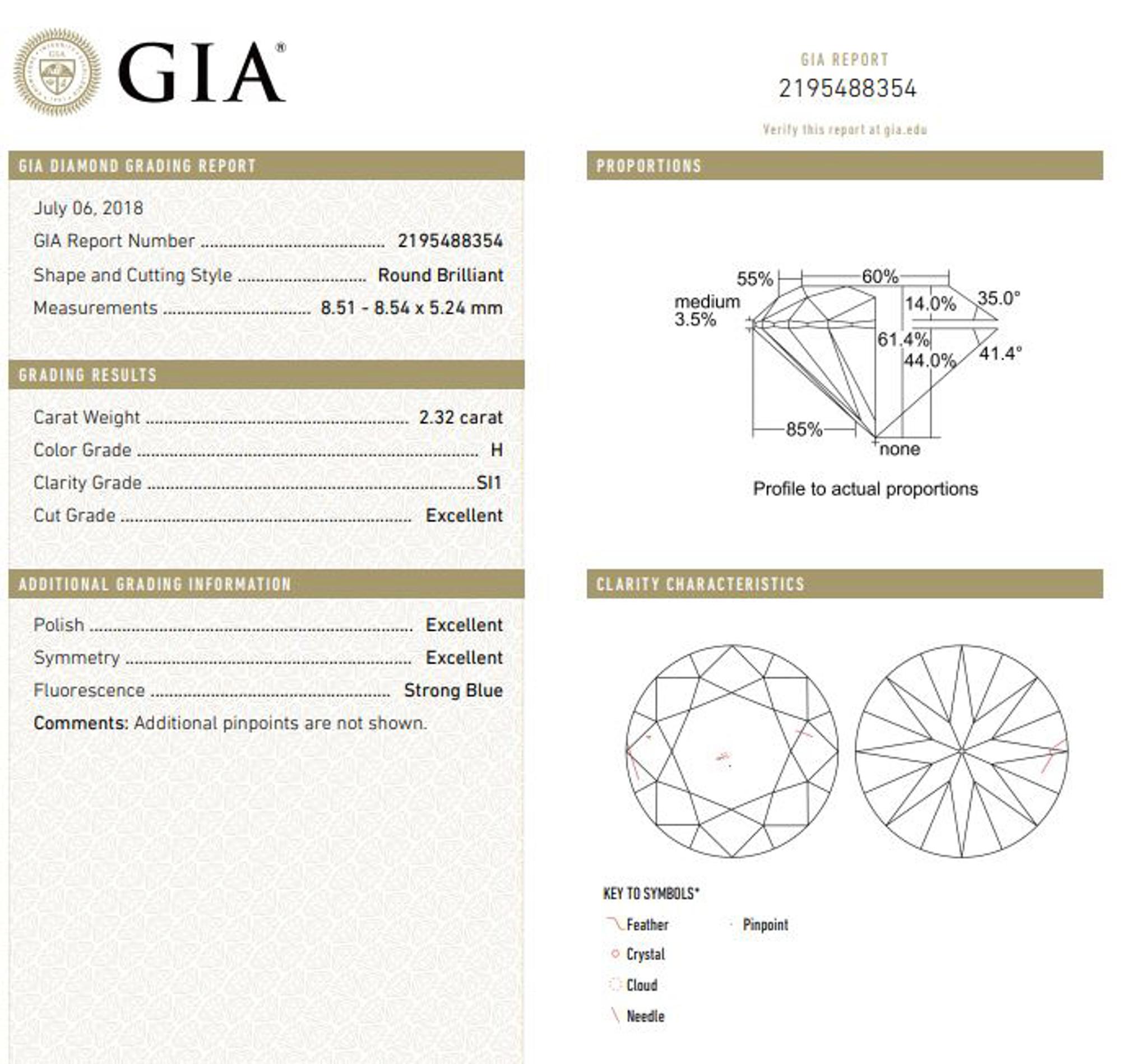 A 2.32 Carat Round Brilliant Cut Diamond,