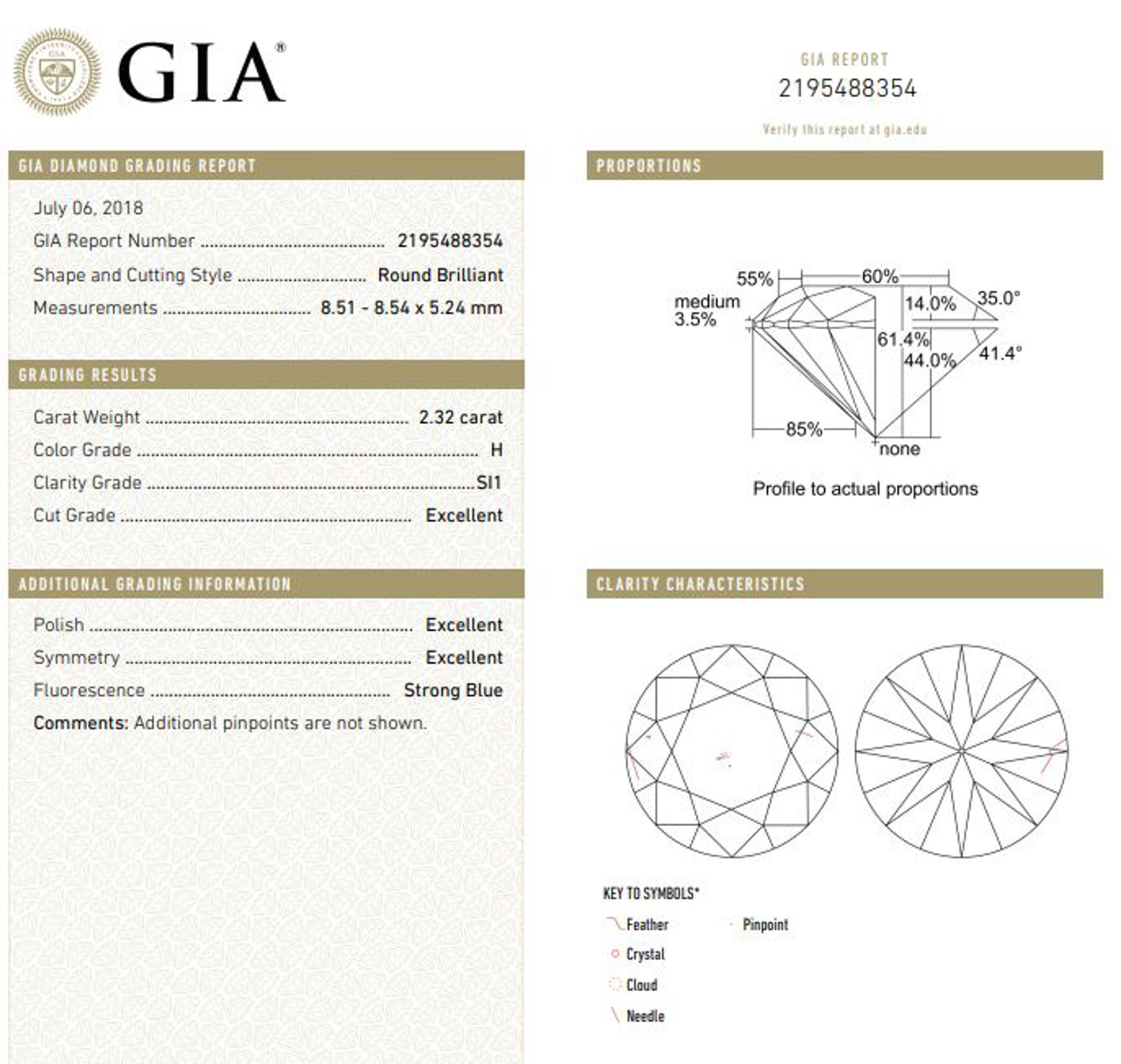 A 2.32 Carat Round Brilliant Cut Diamond,