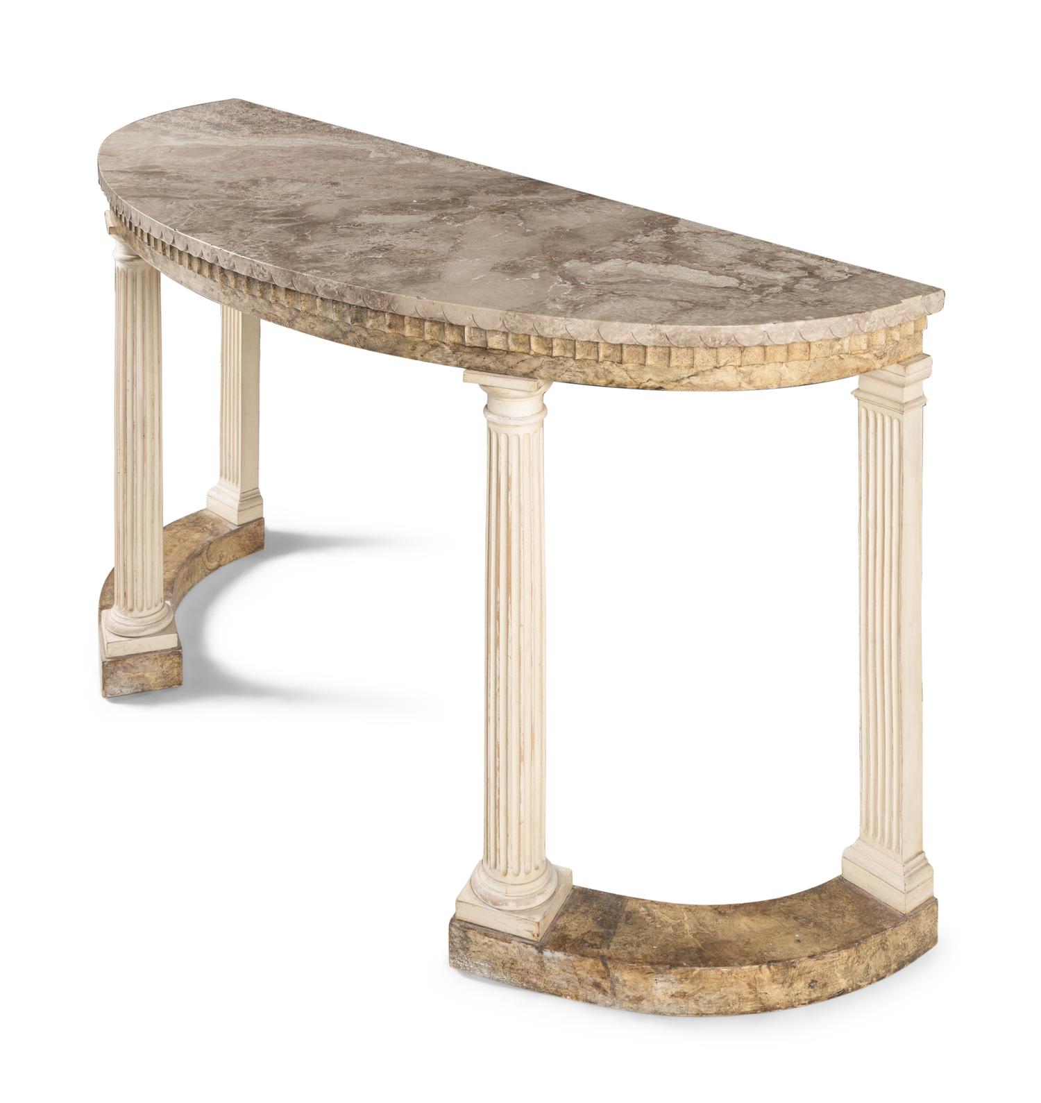 An English Painted Marble-Top Console Table