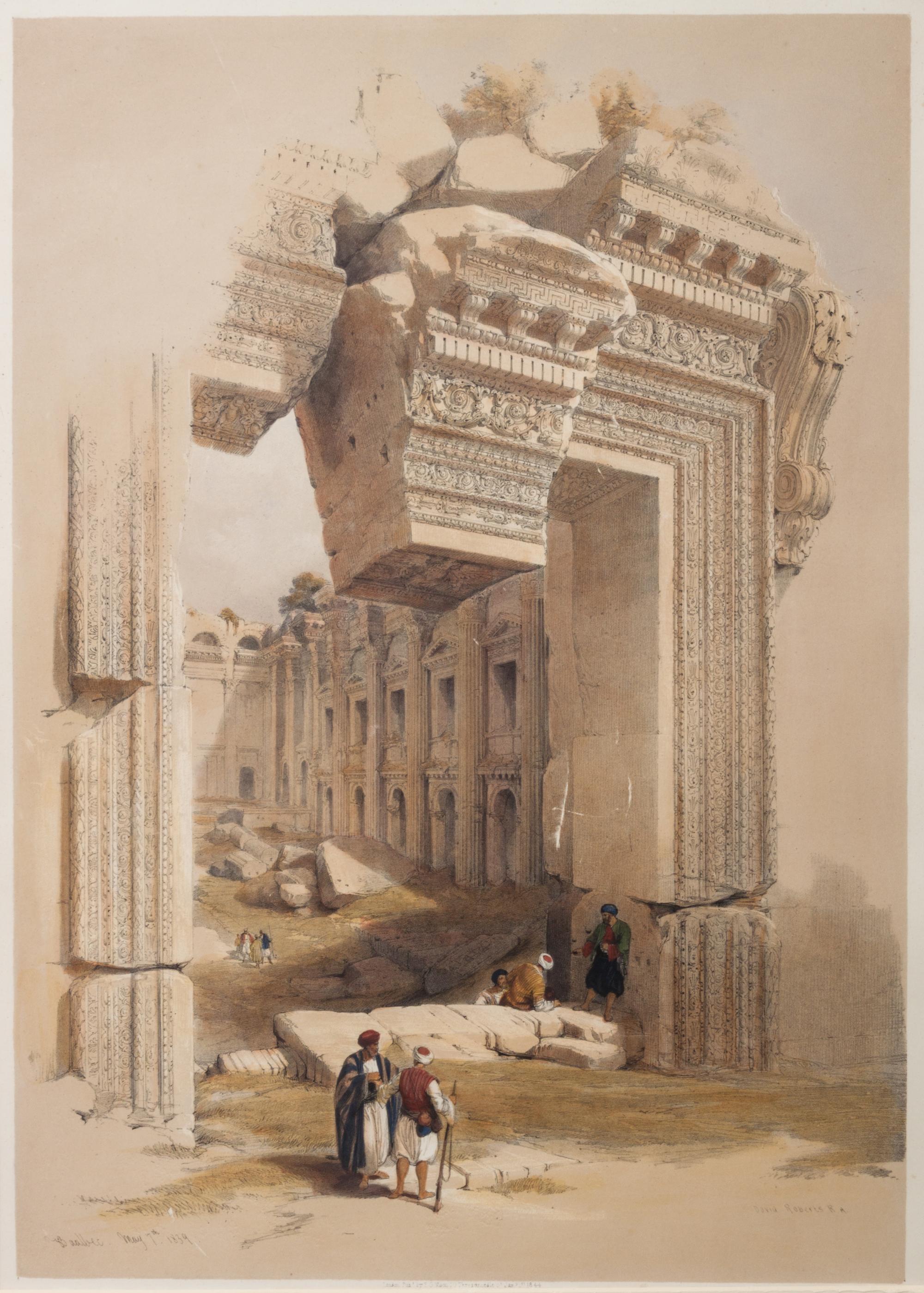 David Roberts, (British, 1796-1864), Six book plates Views of the Holy Land, comprising Approach to Mount Sinai, Jacob's Well at Sheche