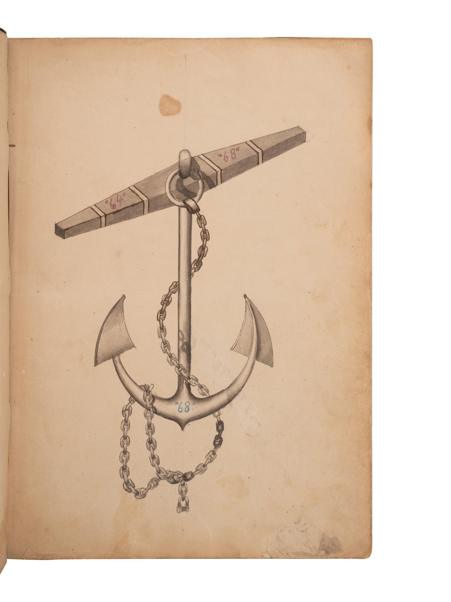 [CIVIL WAR]. Manuscript commonplace book identified to Cadet Herbert Clarence Stinson, US Naval Academy, 1864-1868.