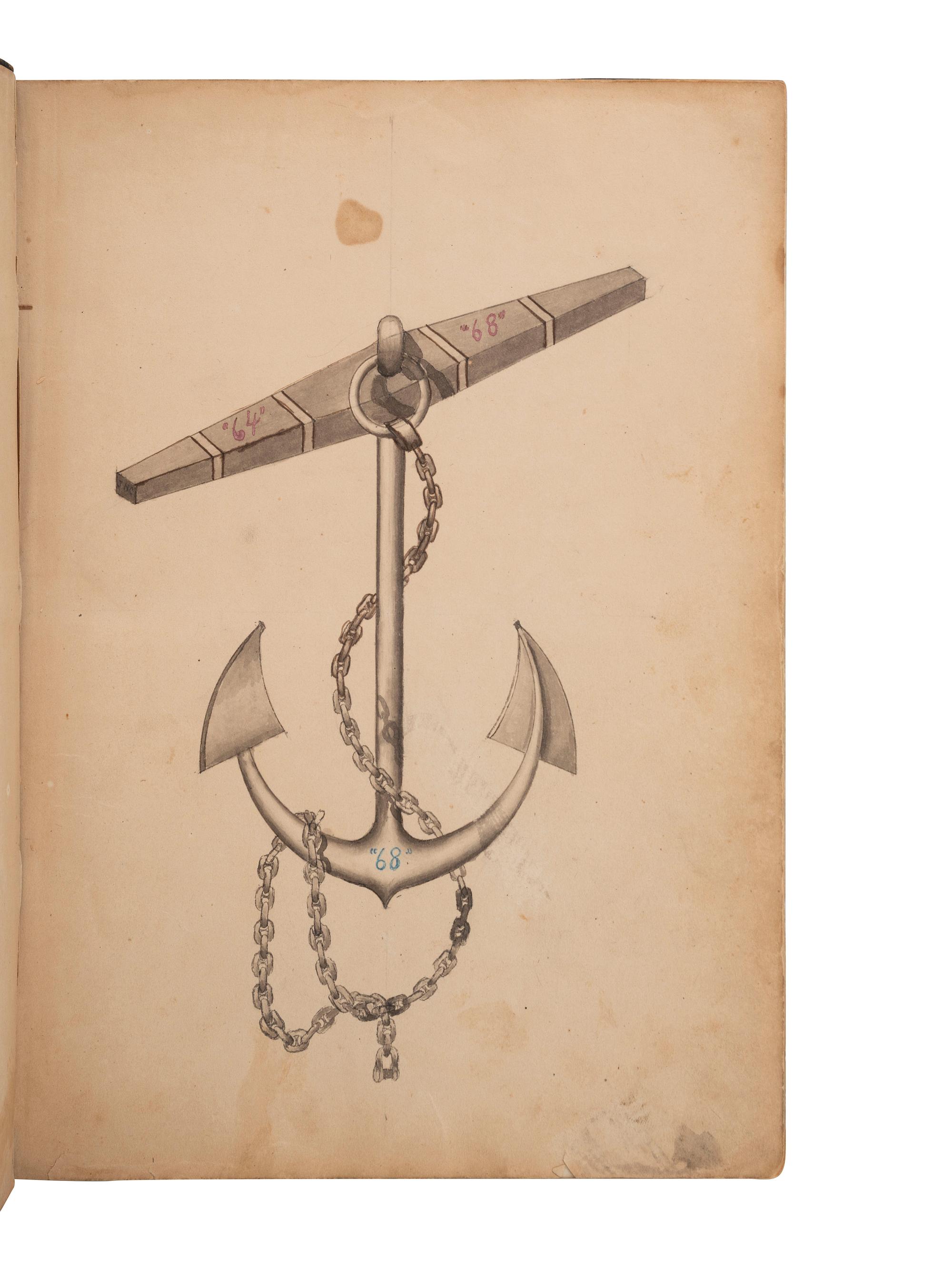 [CIVIL WAR]. Manuscript commonplace book identified to Cadet Herbert Clarence Stinson, US Naval Academy, 1864-1868.