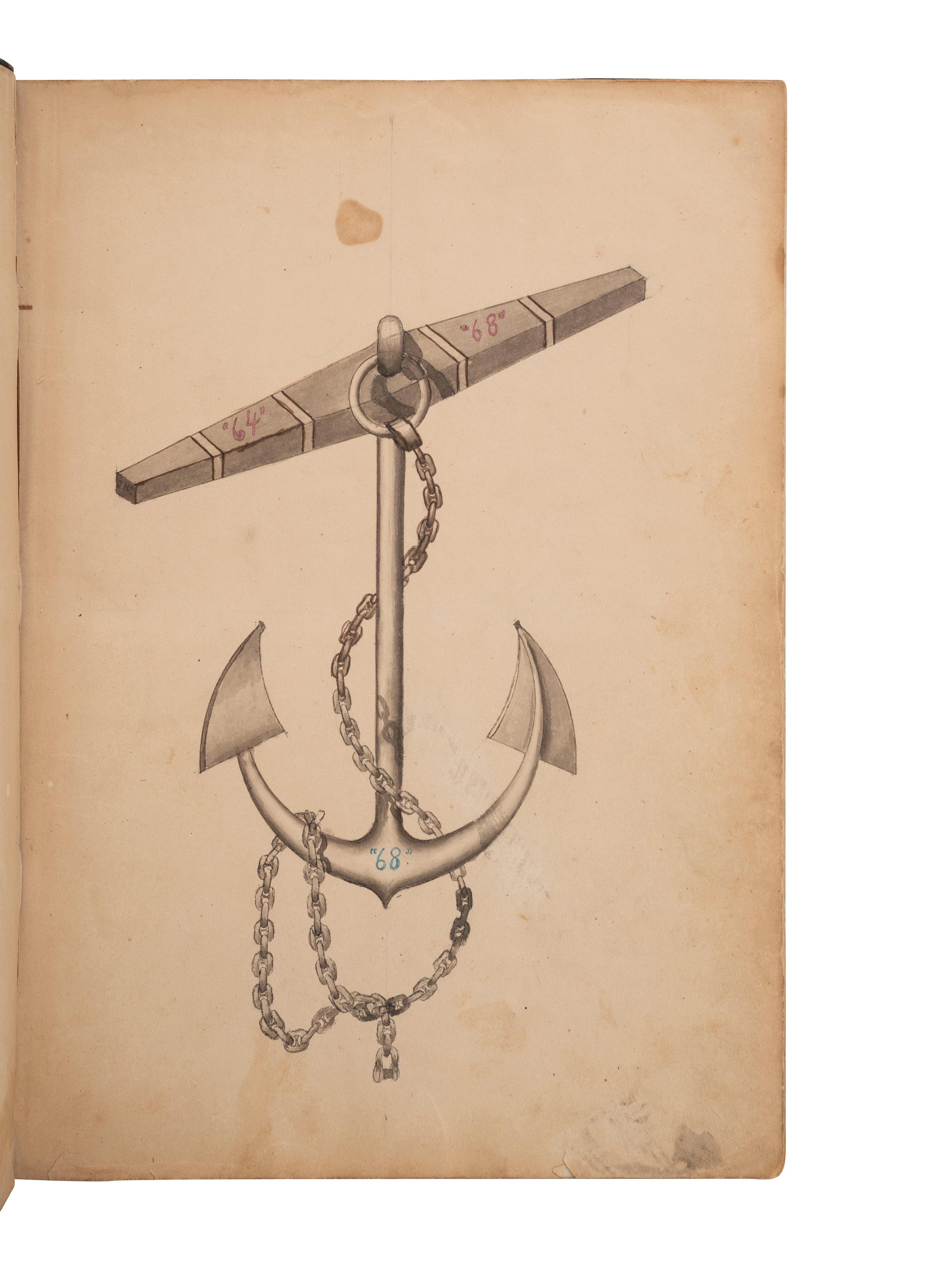 [CIVIL WAR]. Manuscript commonplace book identified to Cadet Herbert Clarence Stinson, US Naval Academy, 1864-1868.