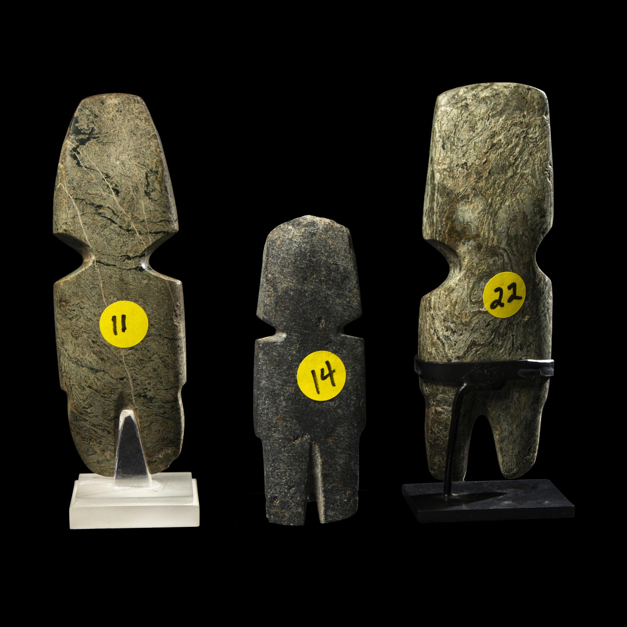 Three Mezcala Greenstone Figures