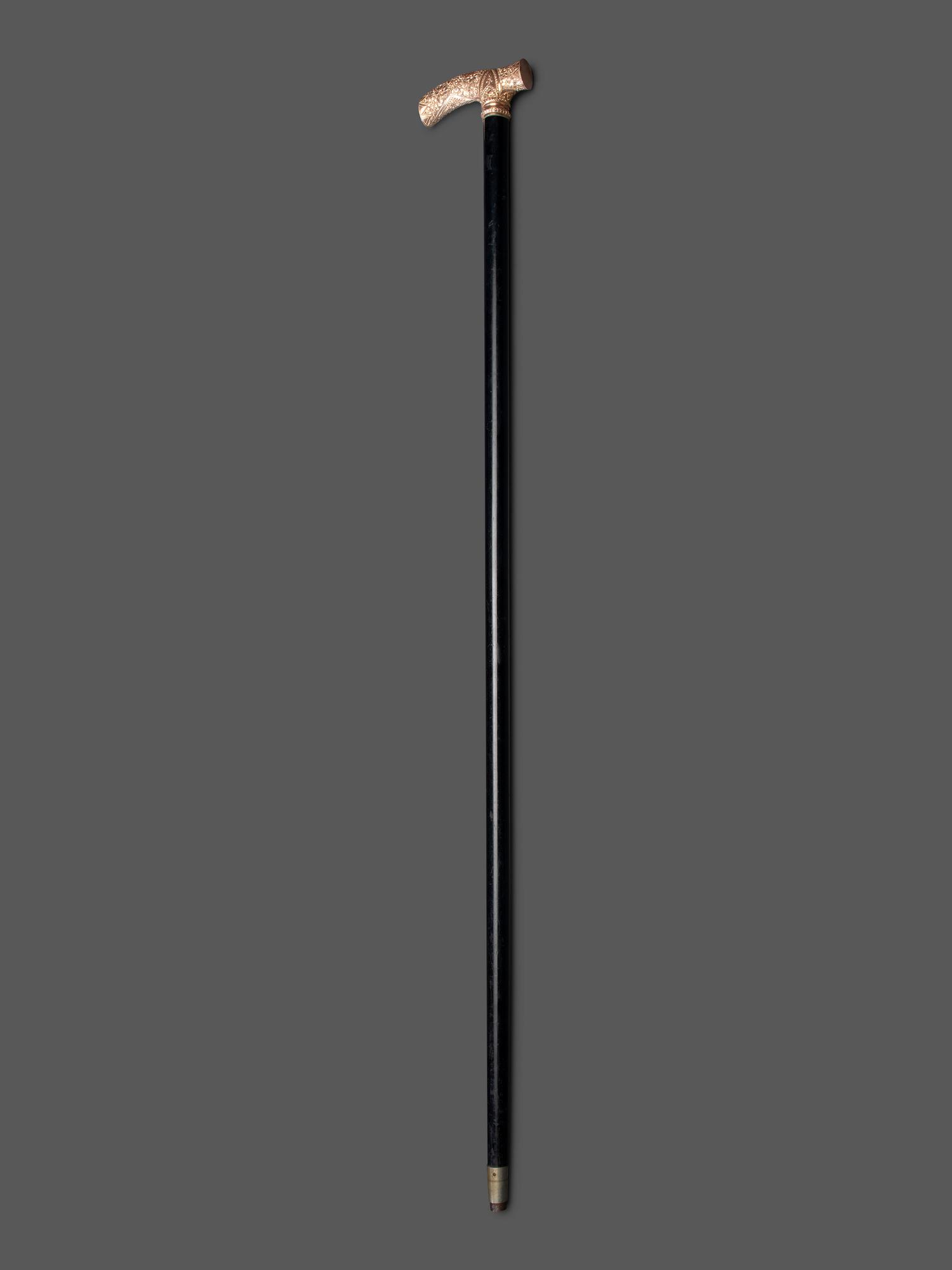 A Victorian Gold Handled Walking Stick