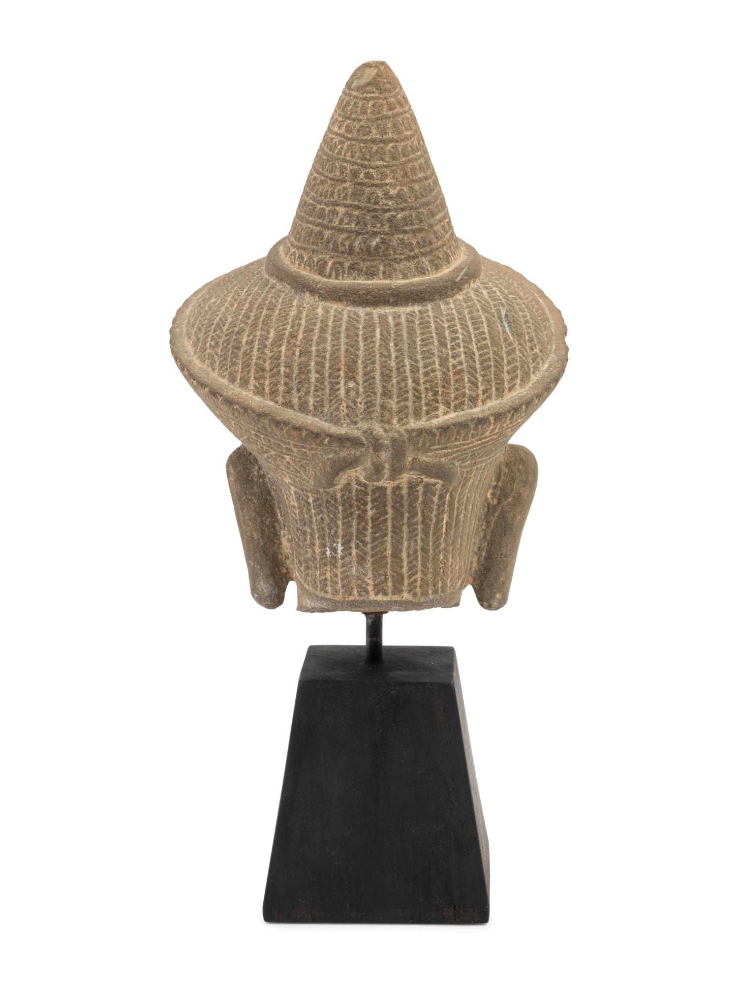A Khmer Sandstone Head of Buddha
