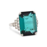 GREEN TOURMALINE AND DIAMOND RING