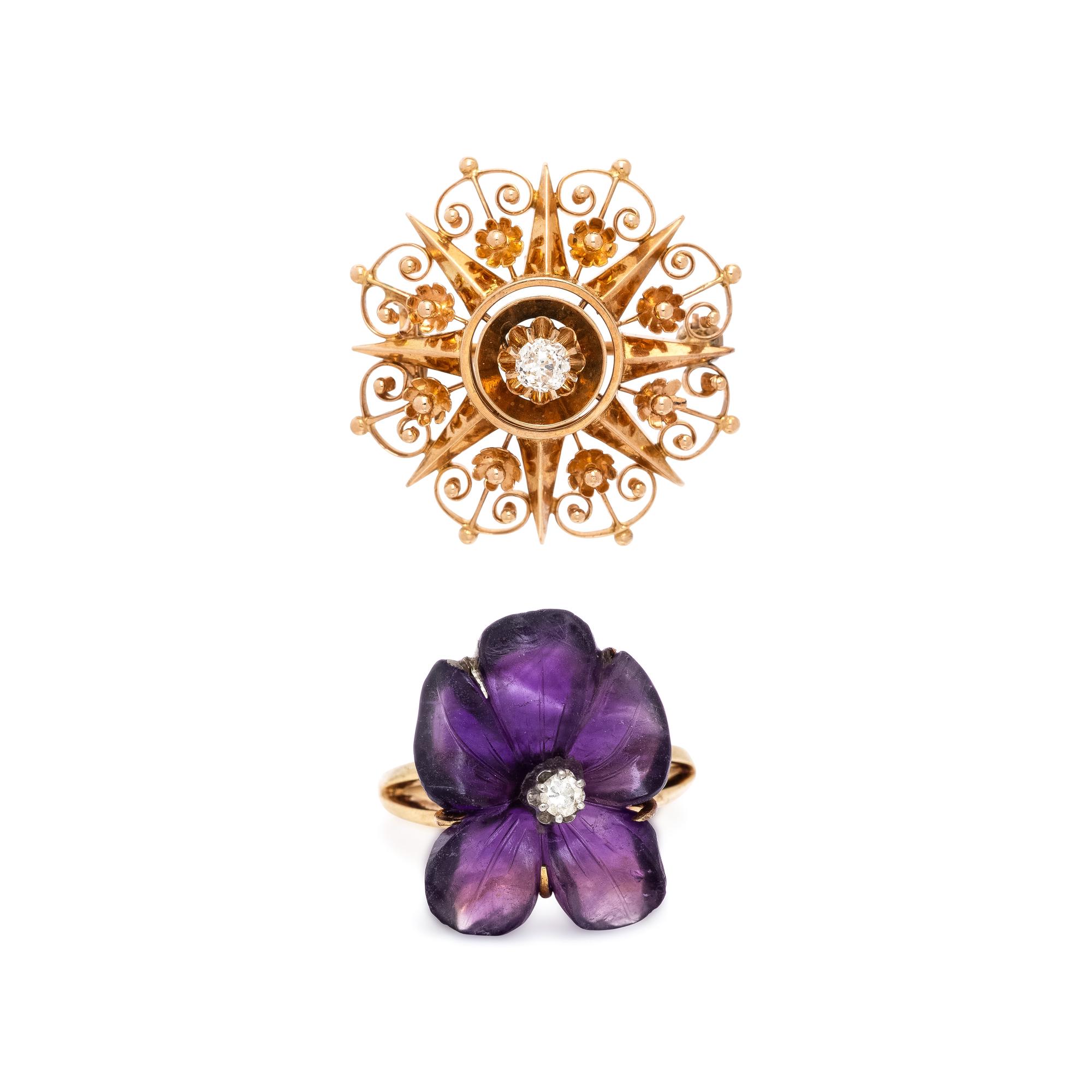 DIAMOND BROOCH AND RING