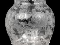 An American Silver Mounted Etched Glass Vase
