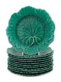 A Set of Twelve Wedgwood Majolica Cabbage Plates