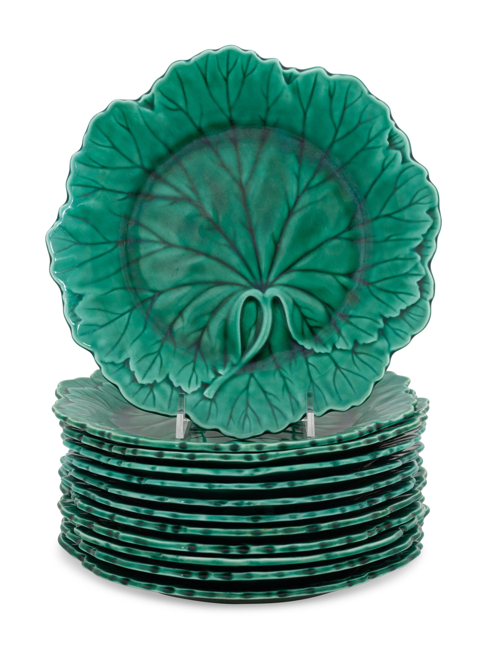 A Set of Twelve Wedgwood Majolica Cabbage Plates