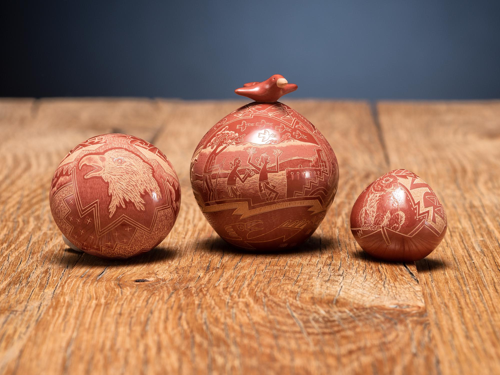 Miniature Sgraffito Redware Pottery