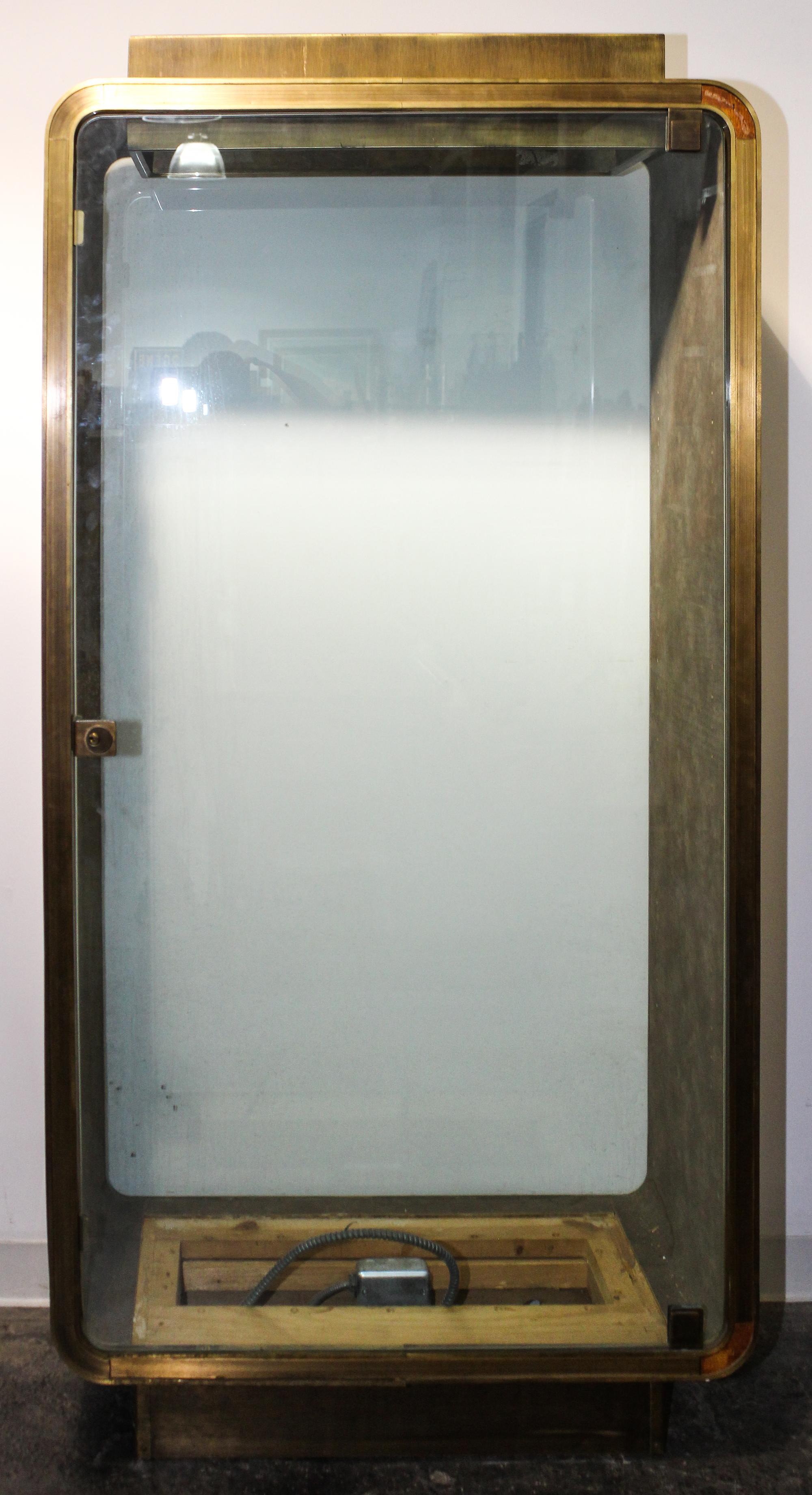 A Bronze Clad Vitrine Height 74 x width 36 x depth 18 inches. — MID 20TH CENTURY